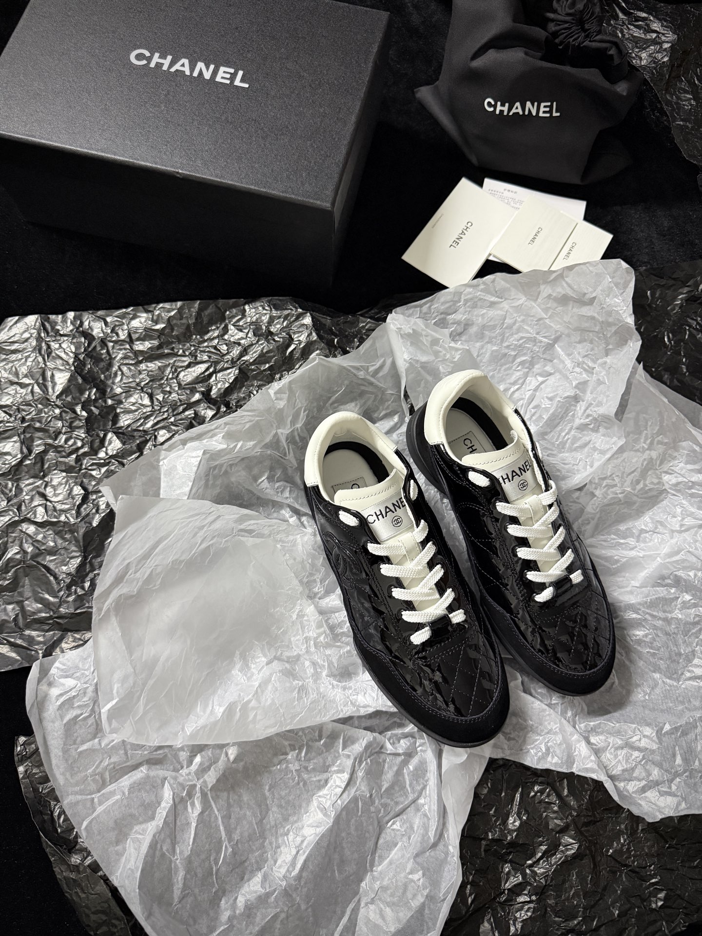 Chanel Silver Wing Sneakers