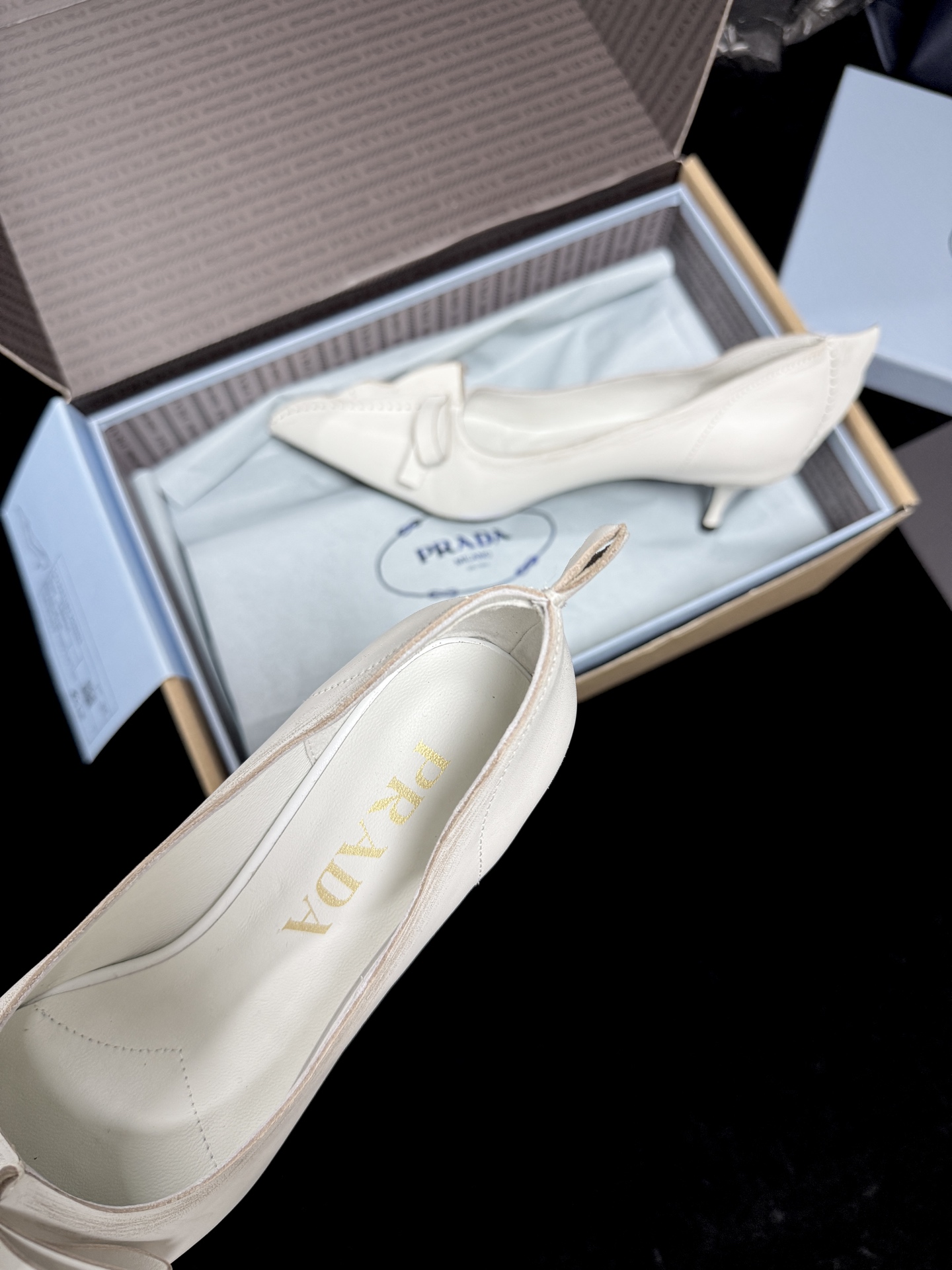 Prada Pointed-Toe Bow Flats