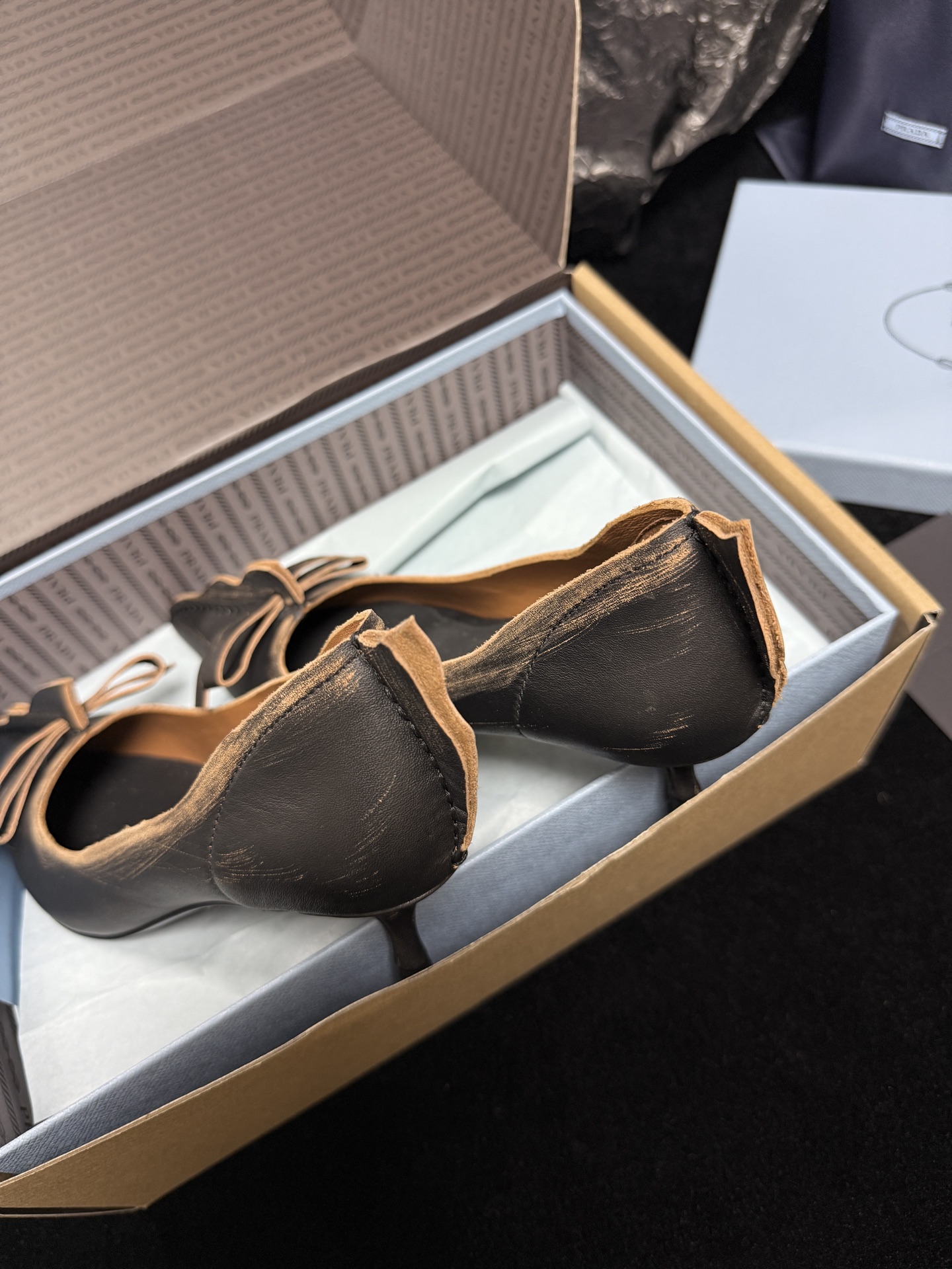 Prada Pointed-Toe Bow Flats