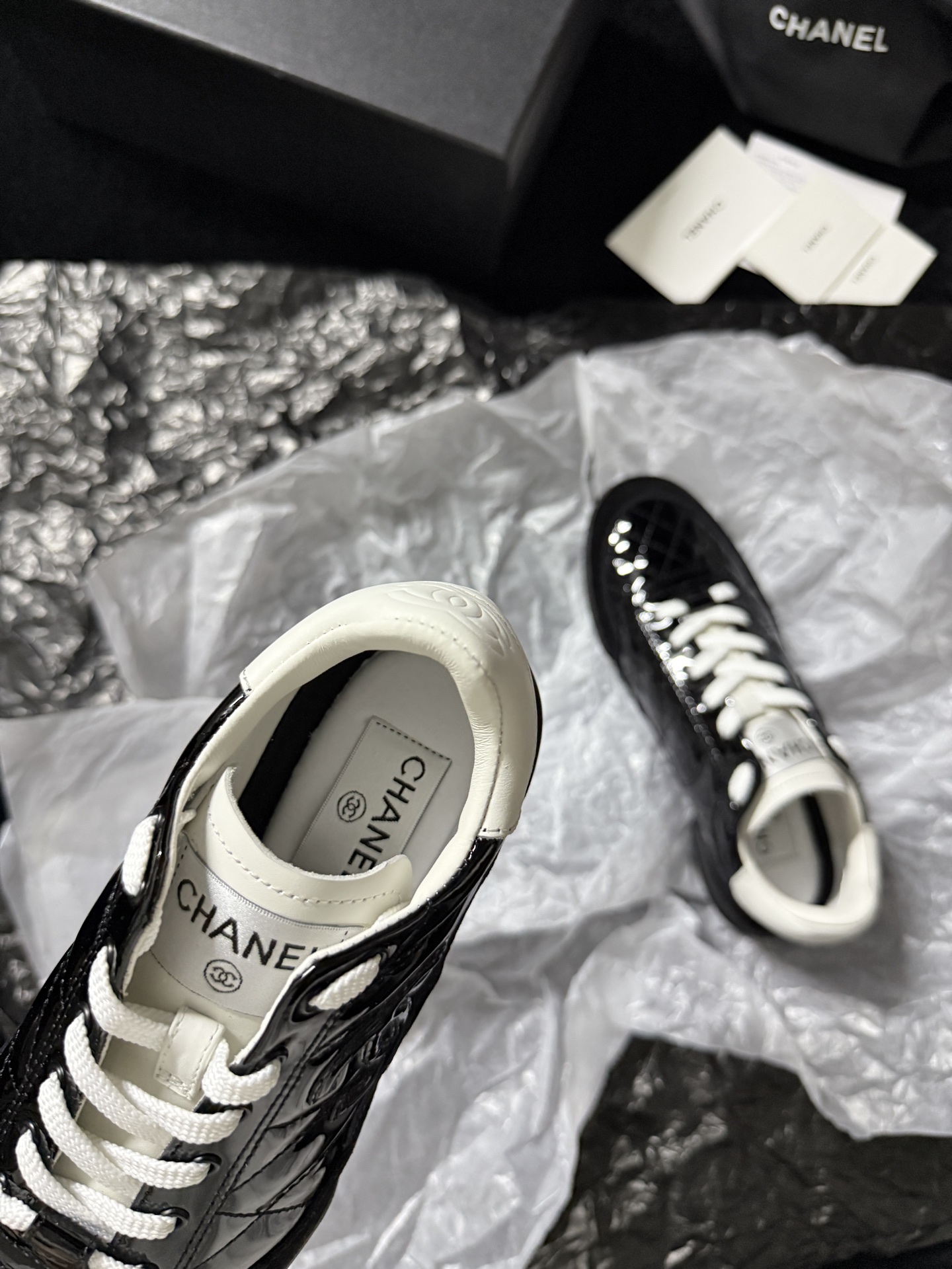 Chanel Silver Wing Sneakers