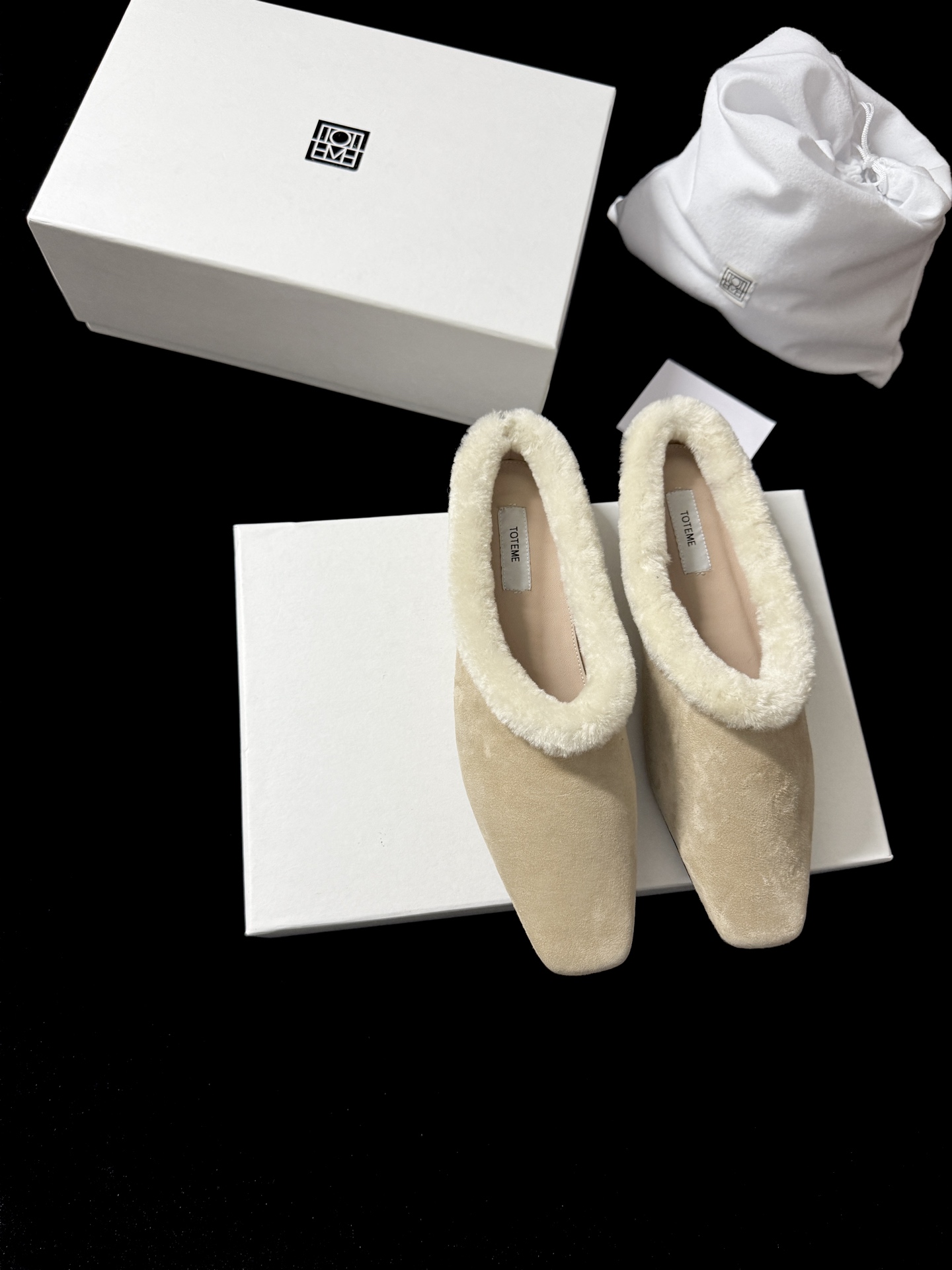 TOTEME Faux Fur Square-Toe Slides