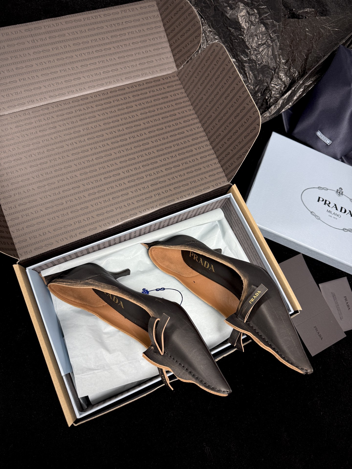 Prada Pointed-Toe Bow Flats