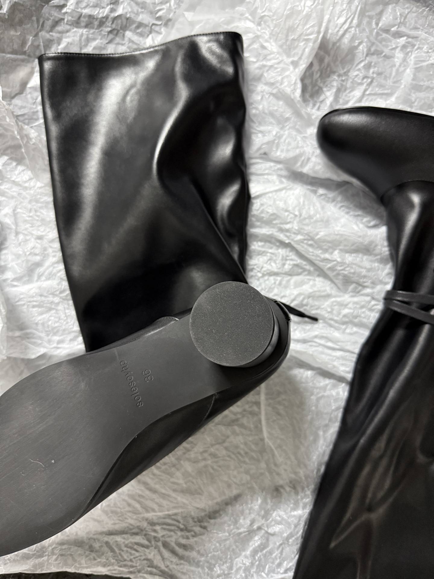 SOLESOPHY Soft Leather Mid-Calf Boots