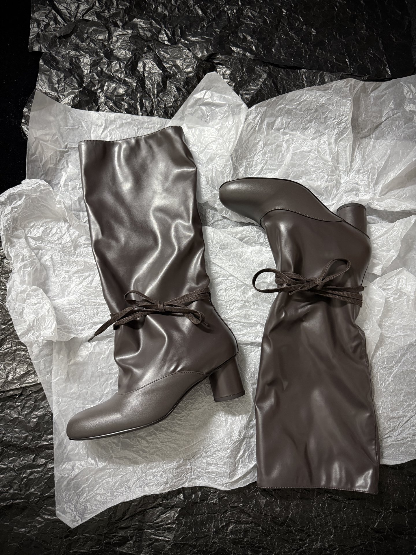 SOLESOPHY Soft Leather Mid-Calf Boots