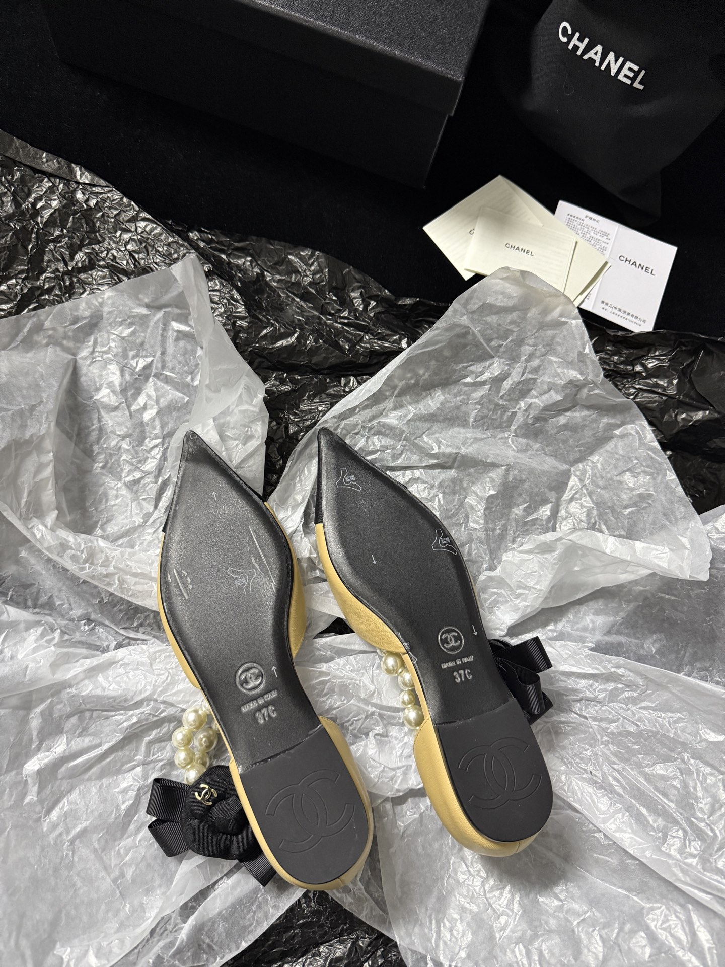 Chanel pearl-toe pointed flats