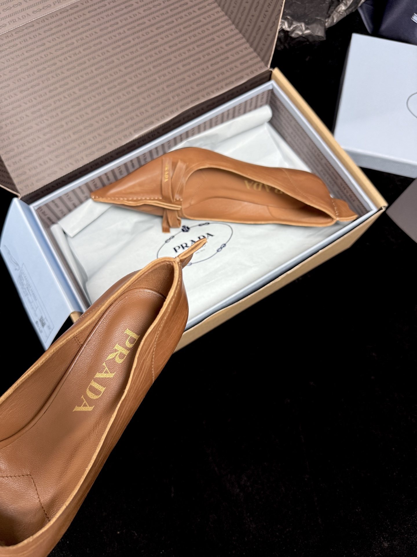 Prada Pointed-Toe Bow Flats