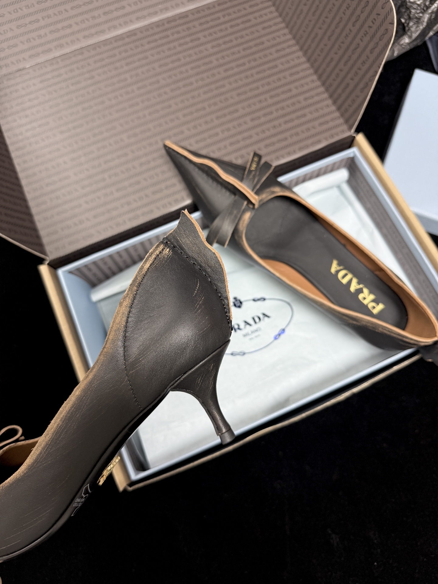 Prada Pointed-Toe Bow Flats