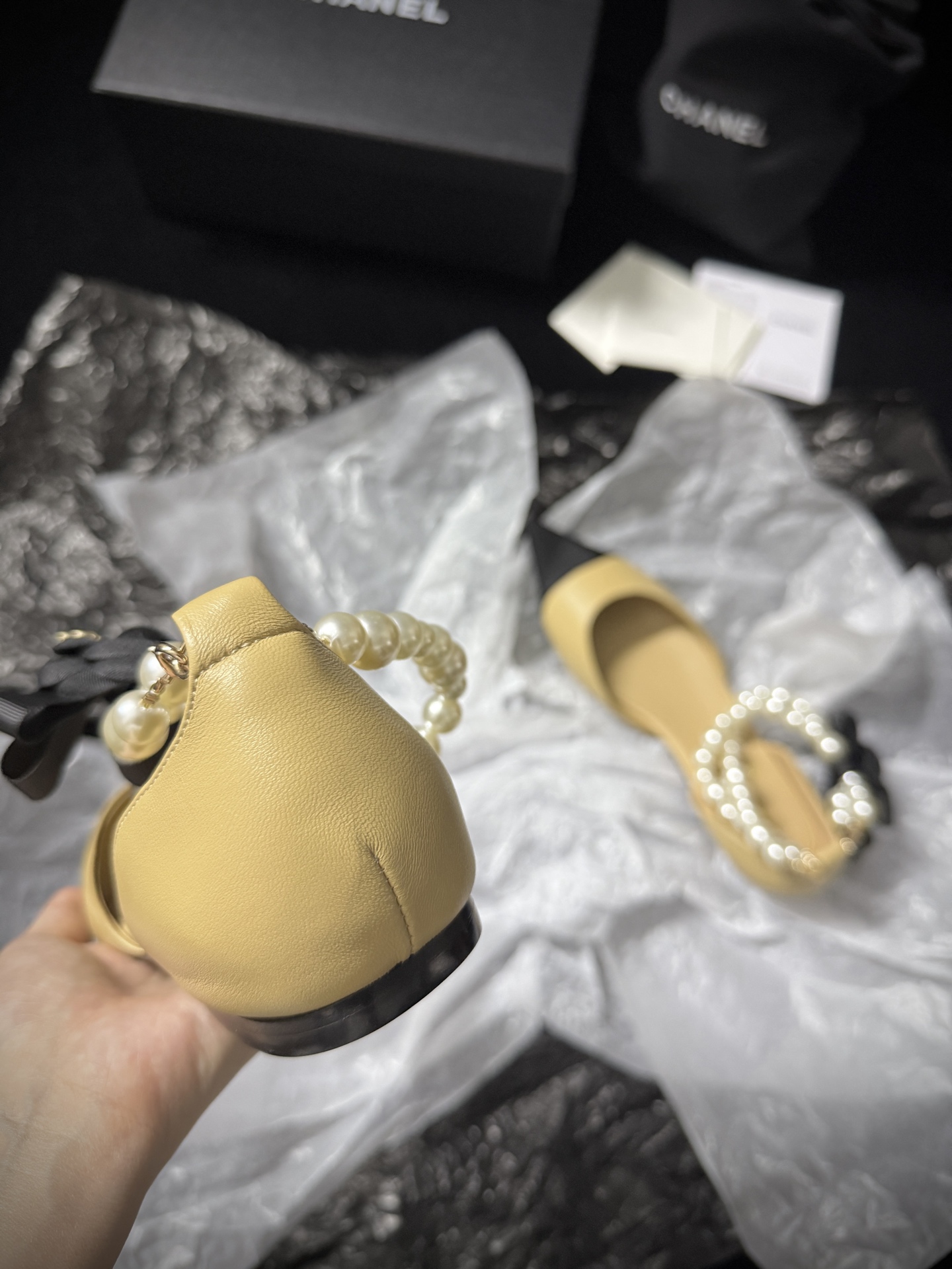 Chanel pearl-toe pointed flats