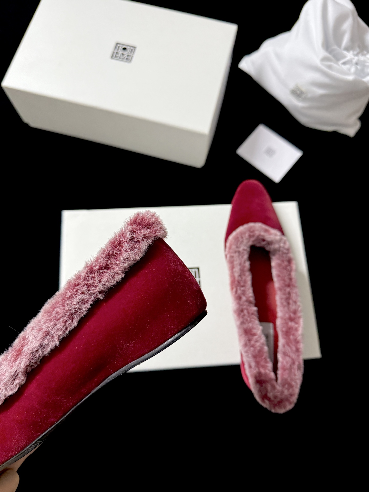 TOTEME Faux Fur Square-Toe Slides