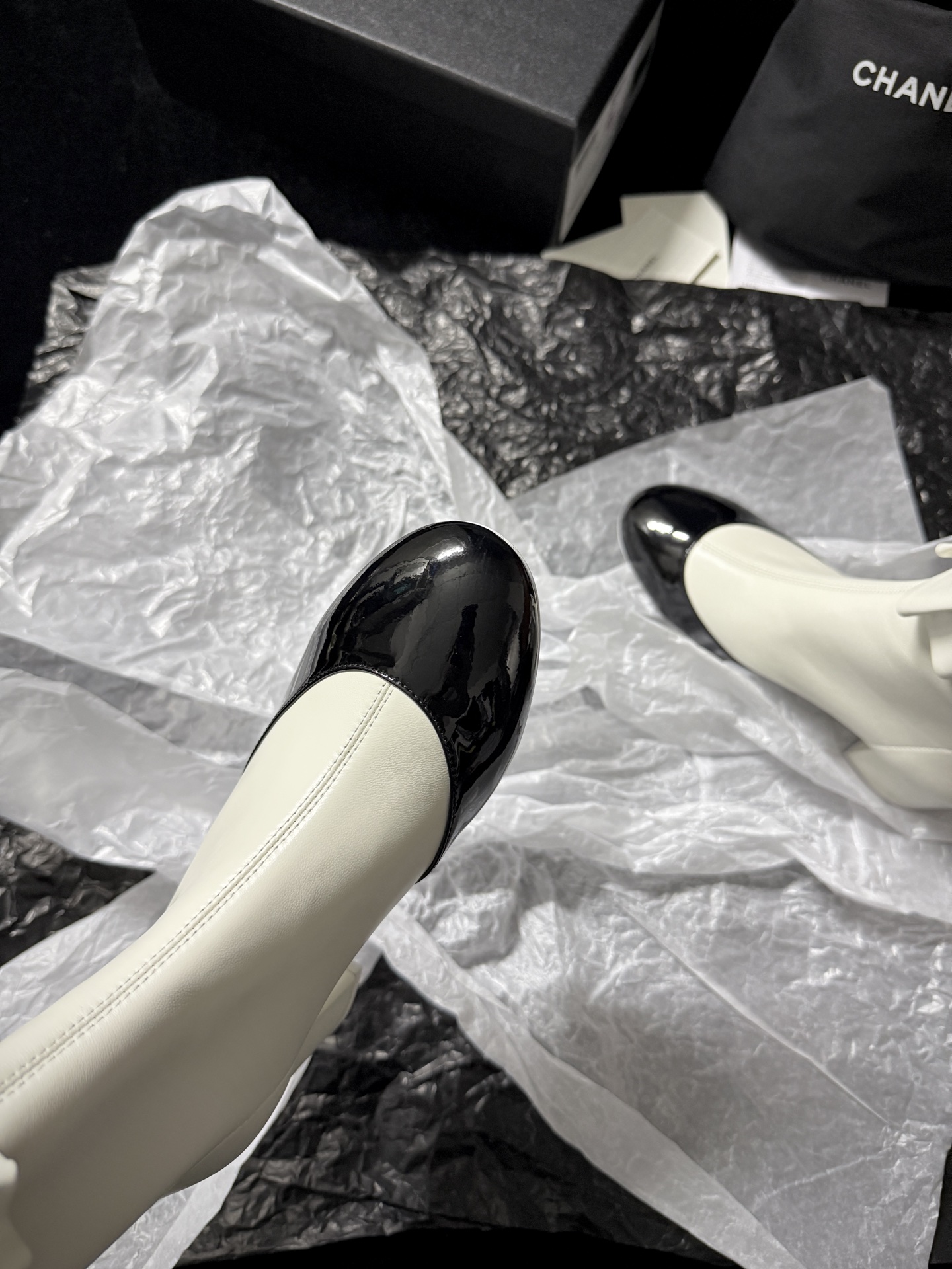 Chanel ruffled ankle boots