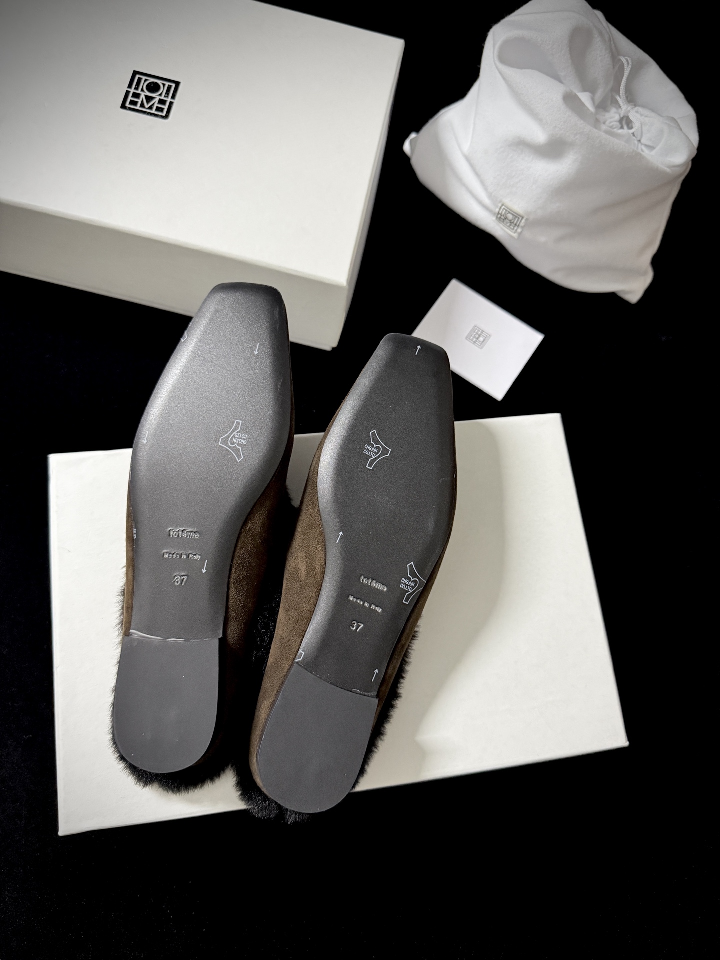 TOTEME Faux Fur Square-Toe Slides