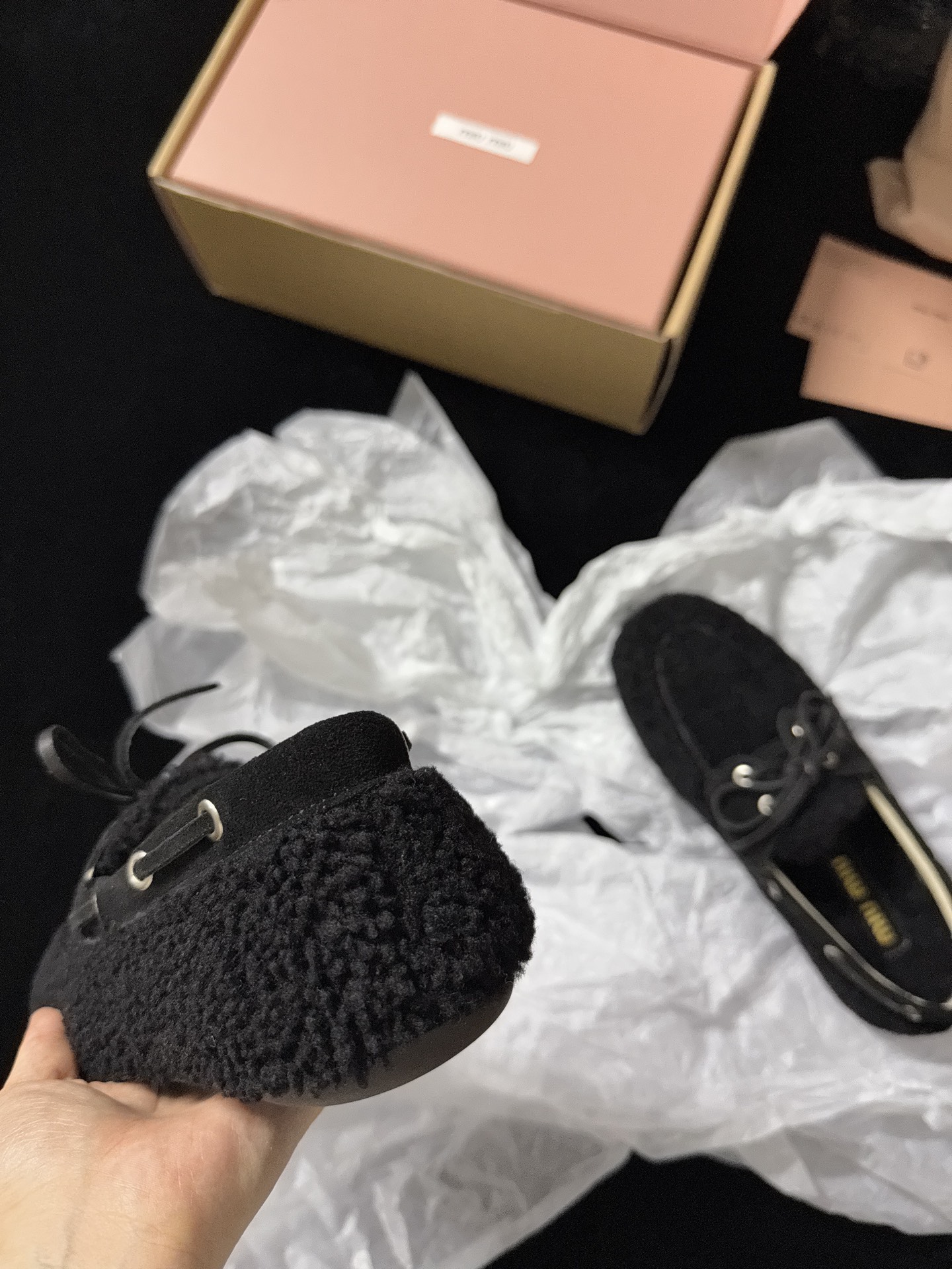 Miu Miu Wool Lace-Up Loafers