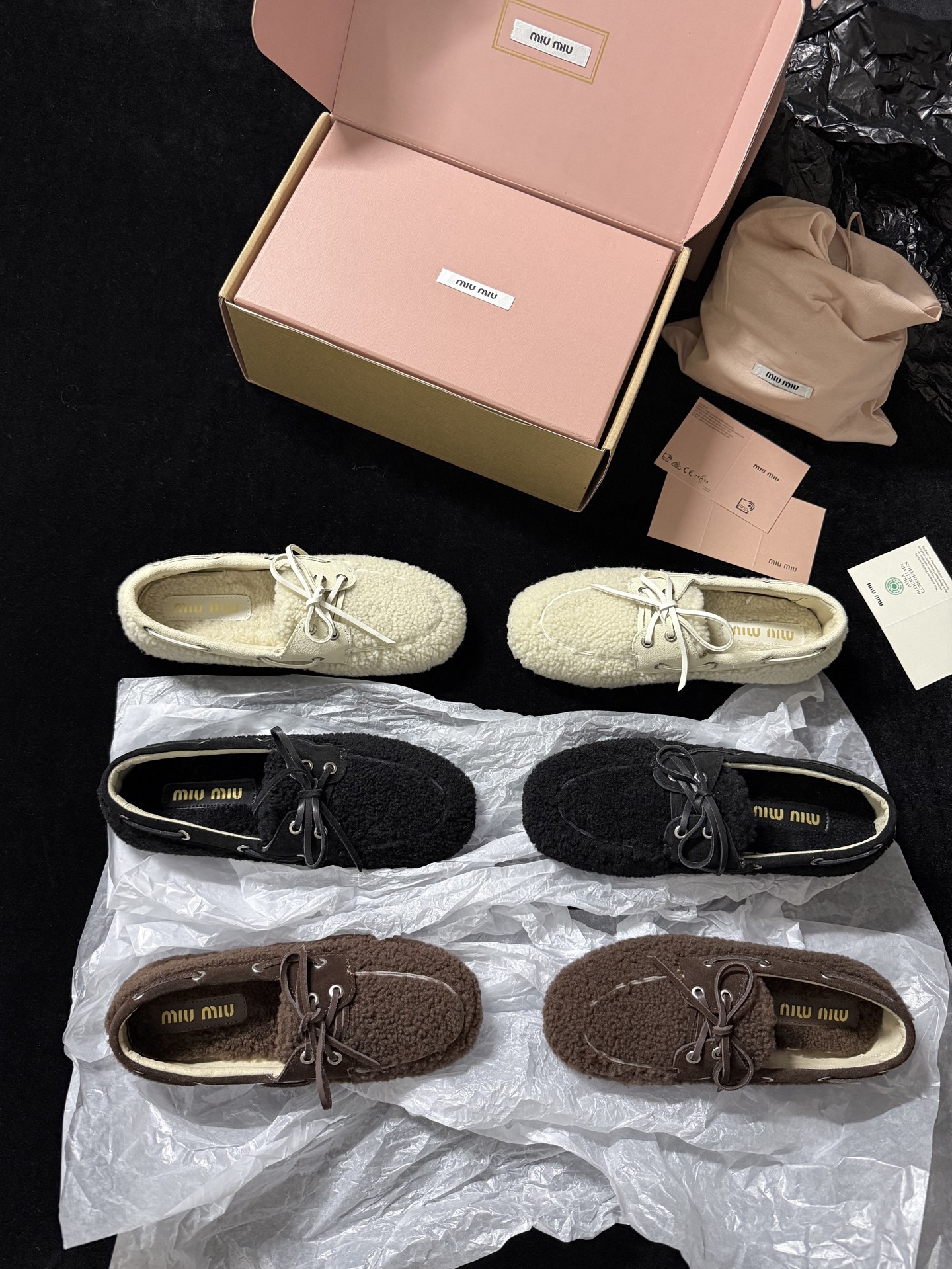 Miu Miu Wool Lace-Up Loafers