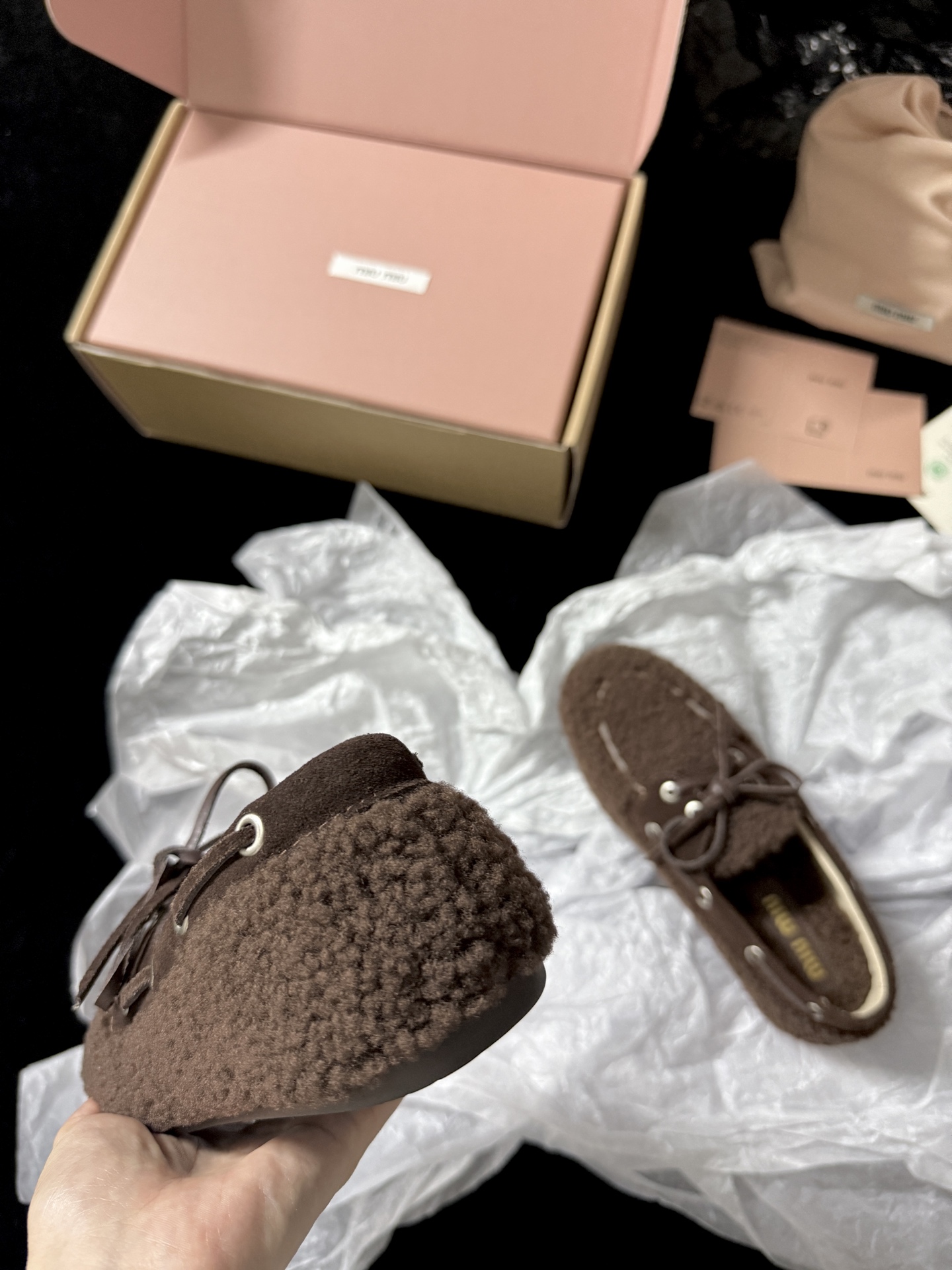 Miu Miu Wool Lace-Up Loafers