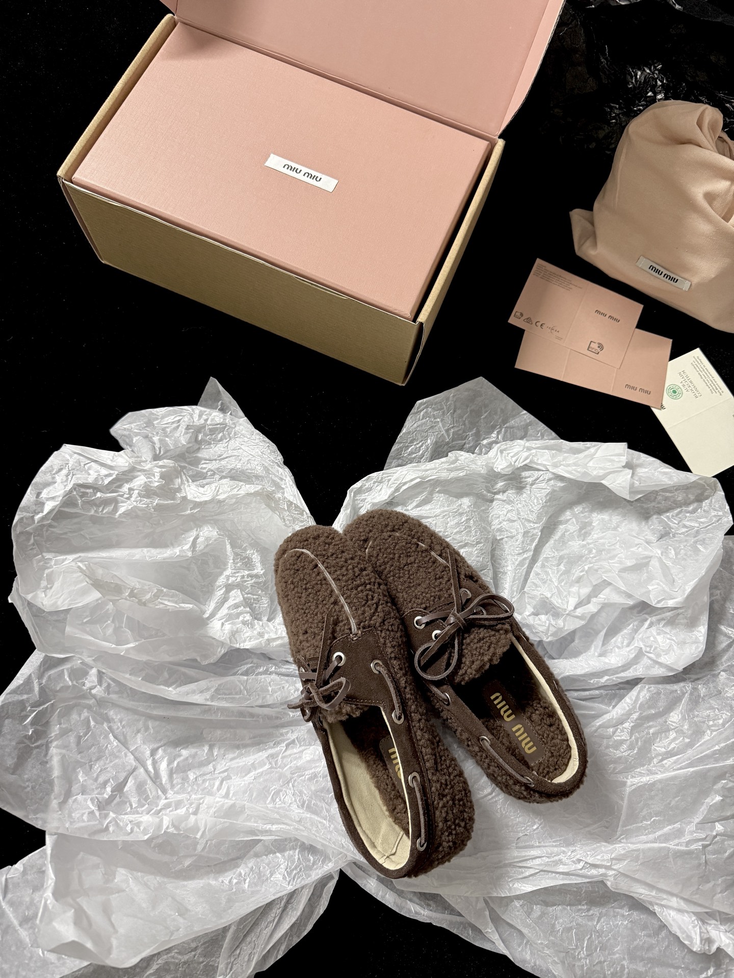 Miu Miu Wool Lace-Up Loafers