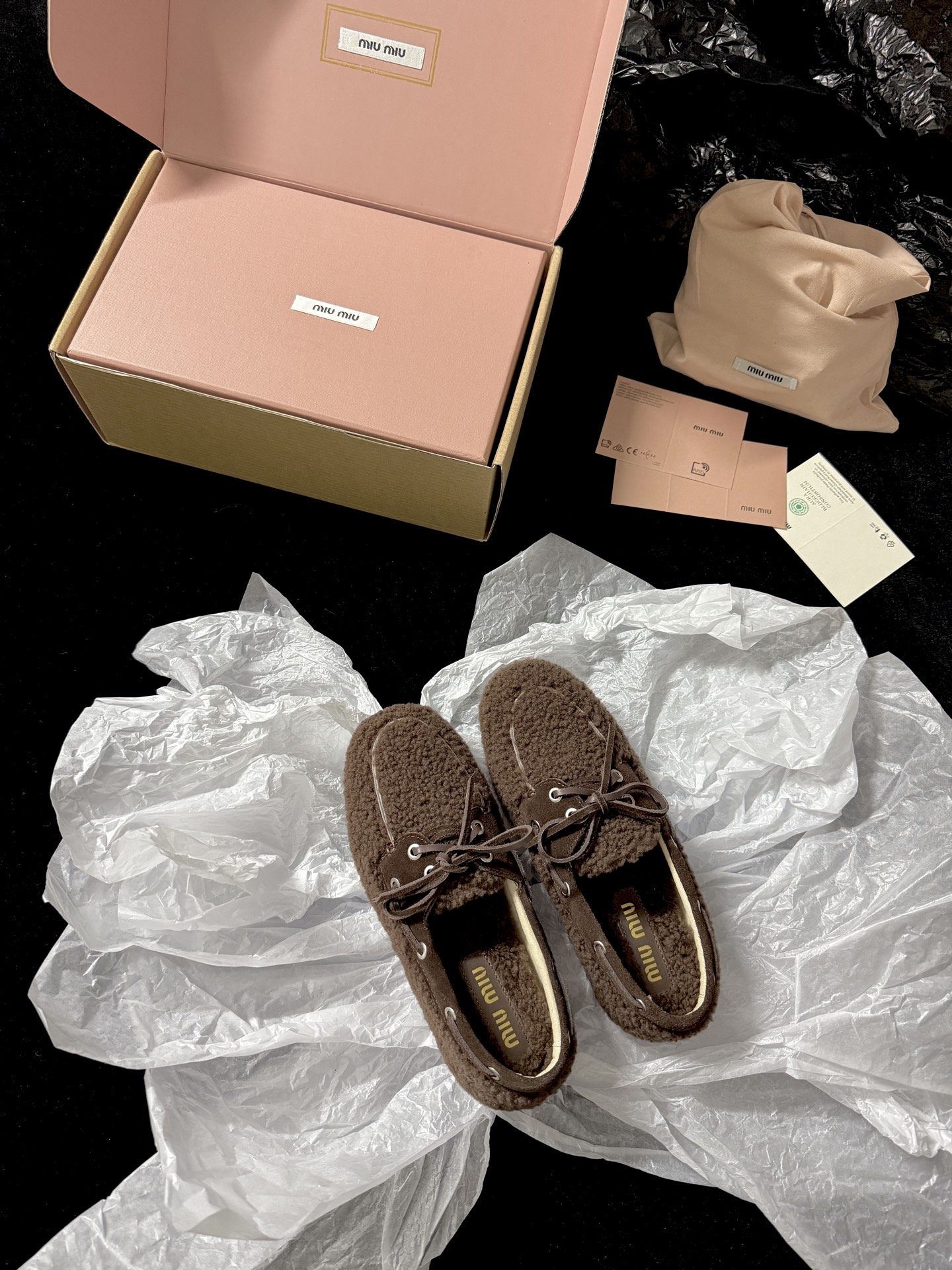 Miu Miu Wool Lace-Up Loafers