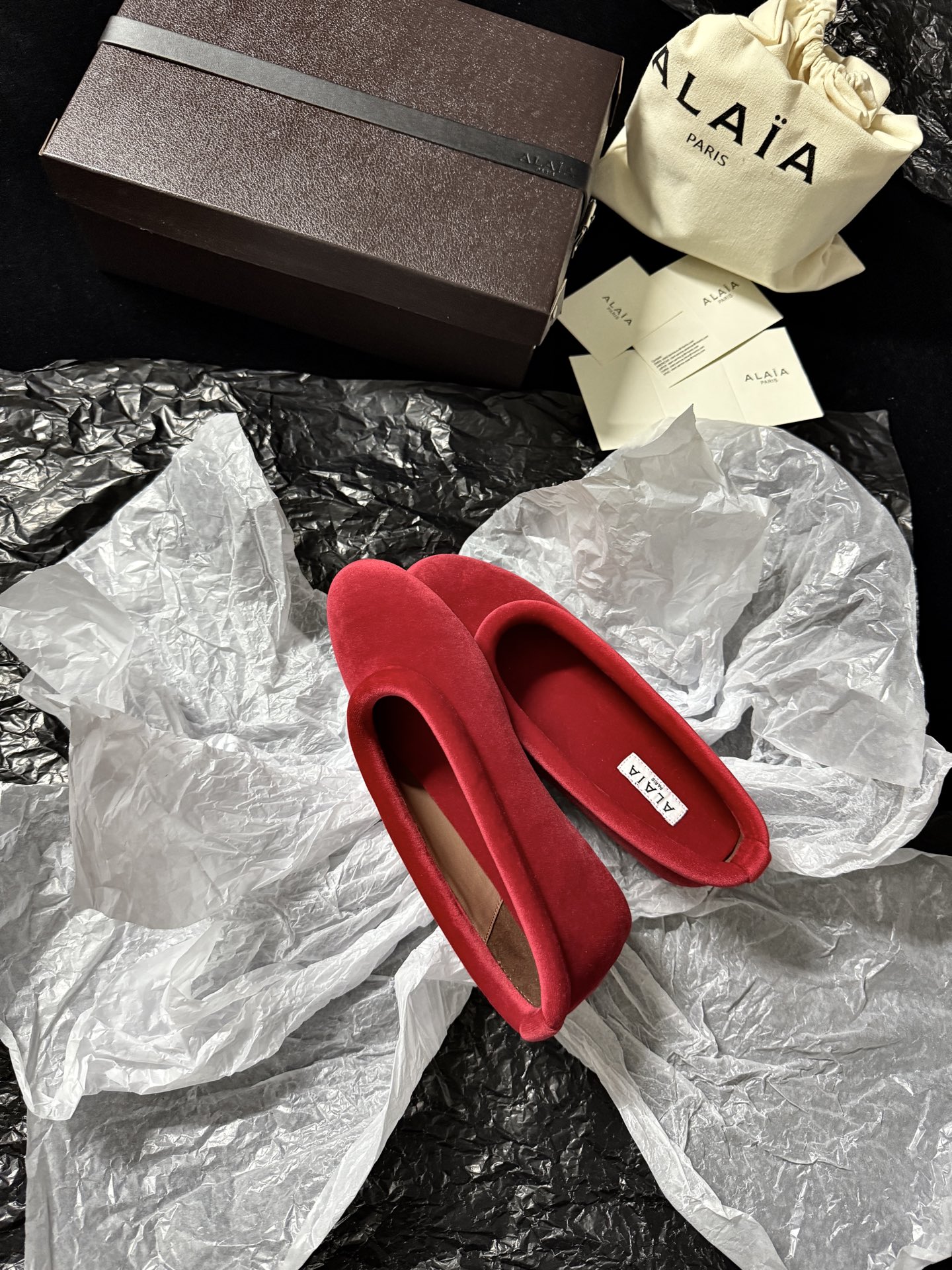 ALAIA Velvet Ballet Flats