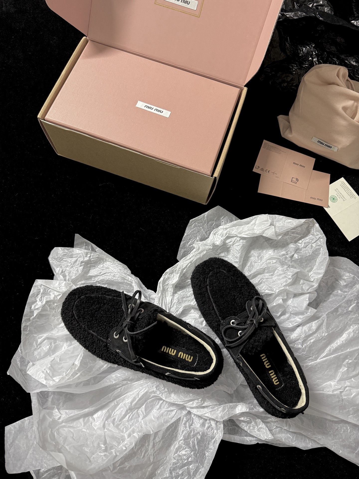 Miu Miu Wool Lace-Up Loafers