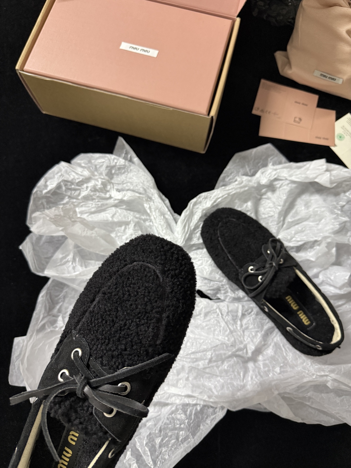 Miu Miu Wool Lace-Up Loafers