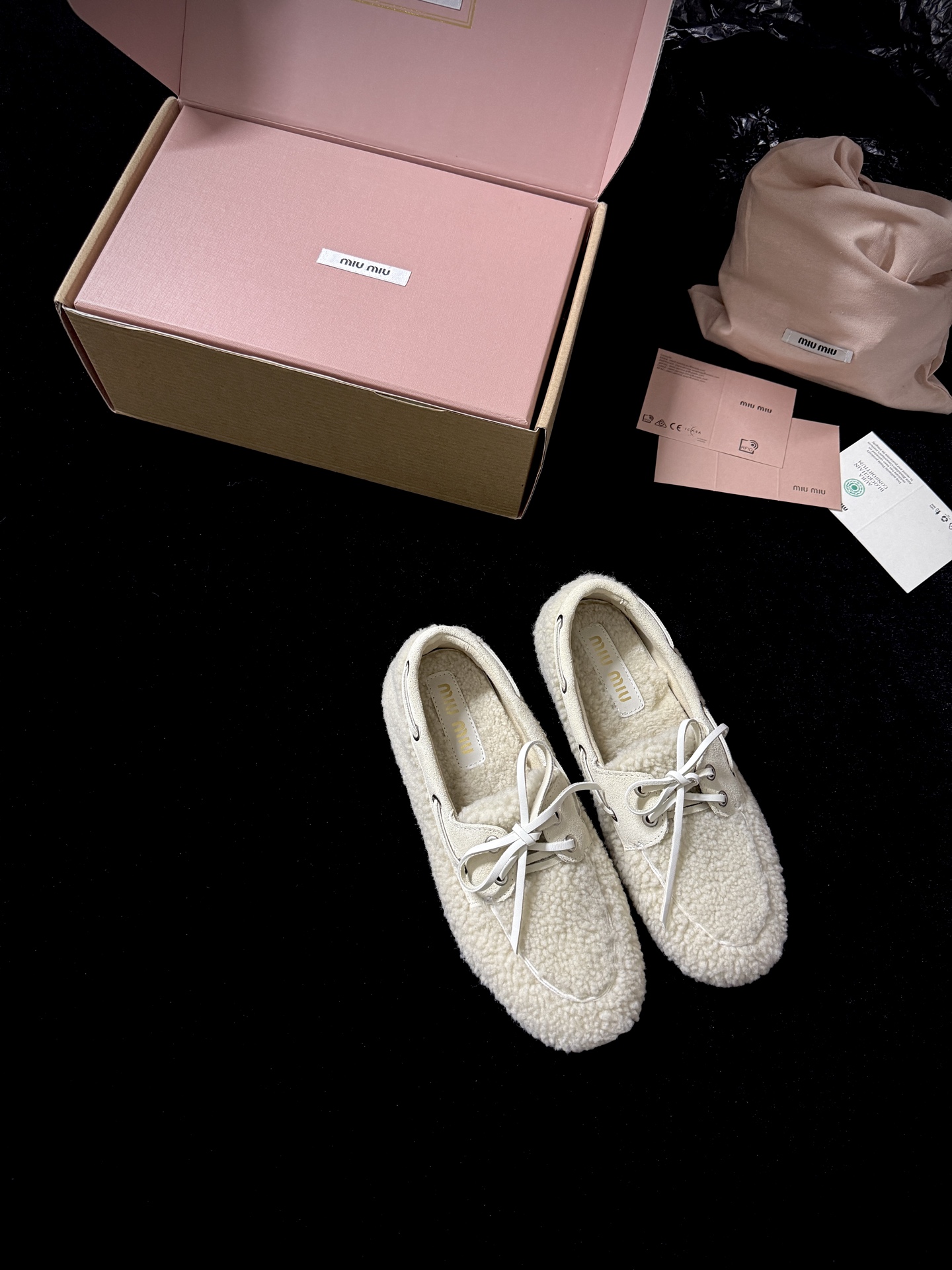 Miu Miu Wool Lace-Up Loafers