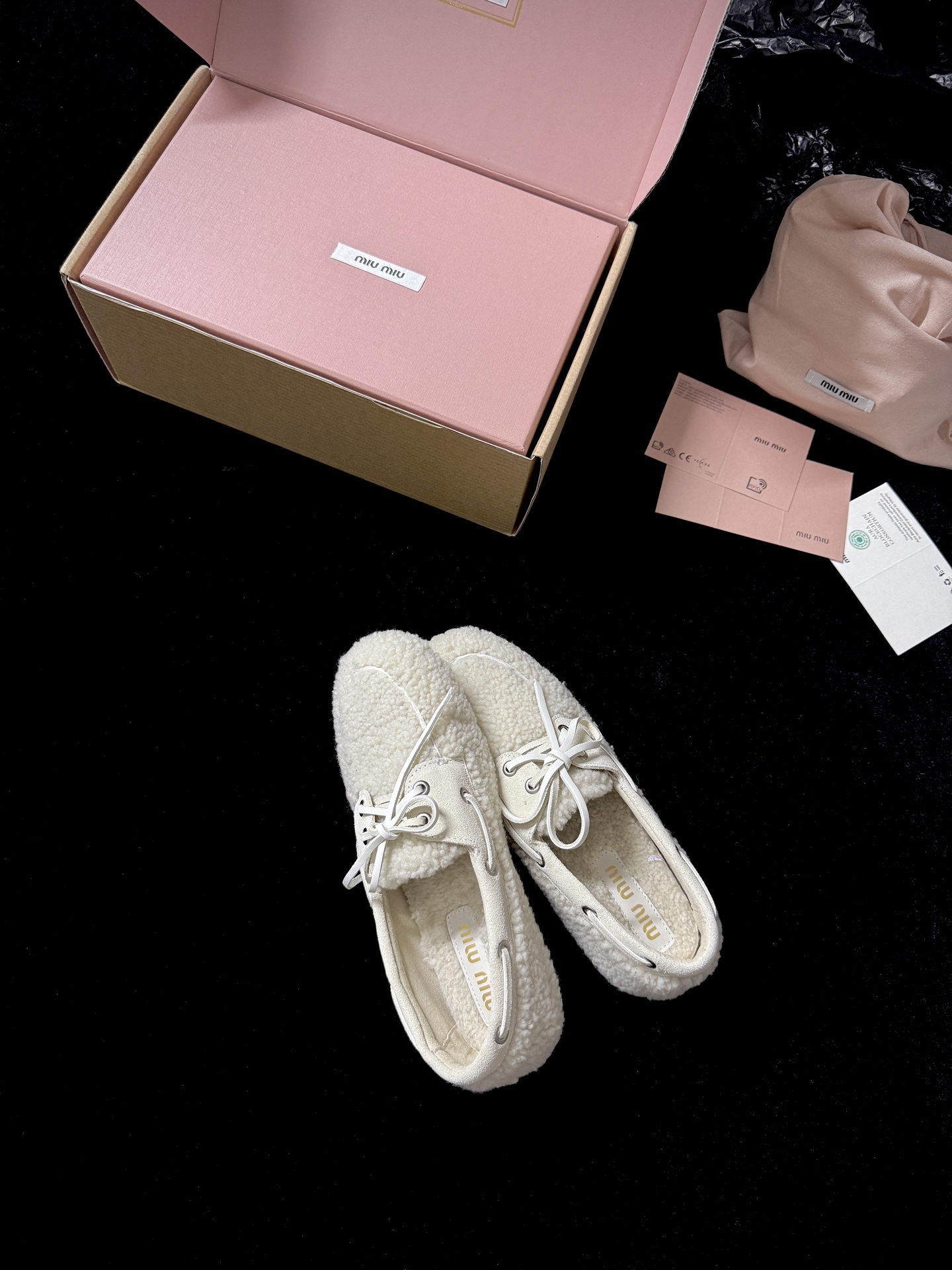 Miu Miu Wool Lace-Up Loafers