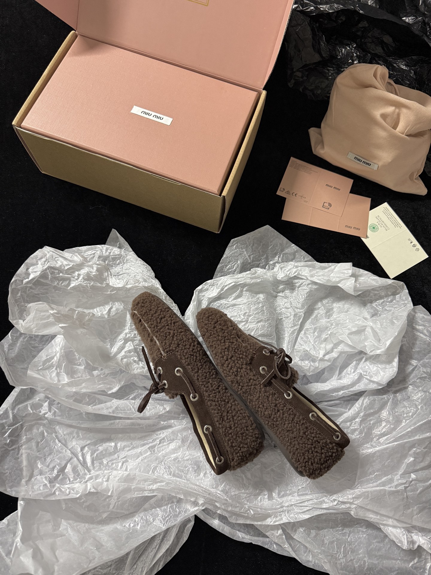 Miu Miu Wool Lace-Up Loafers