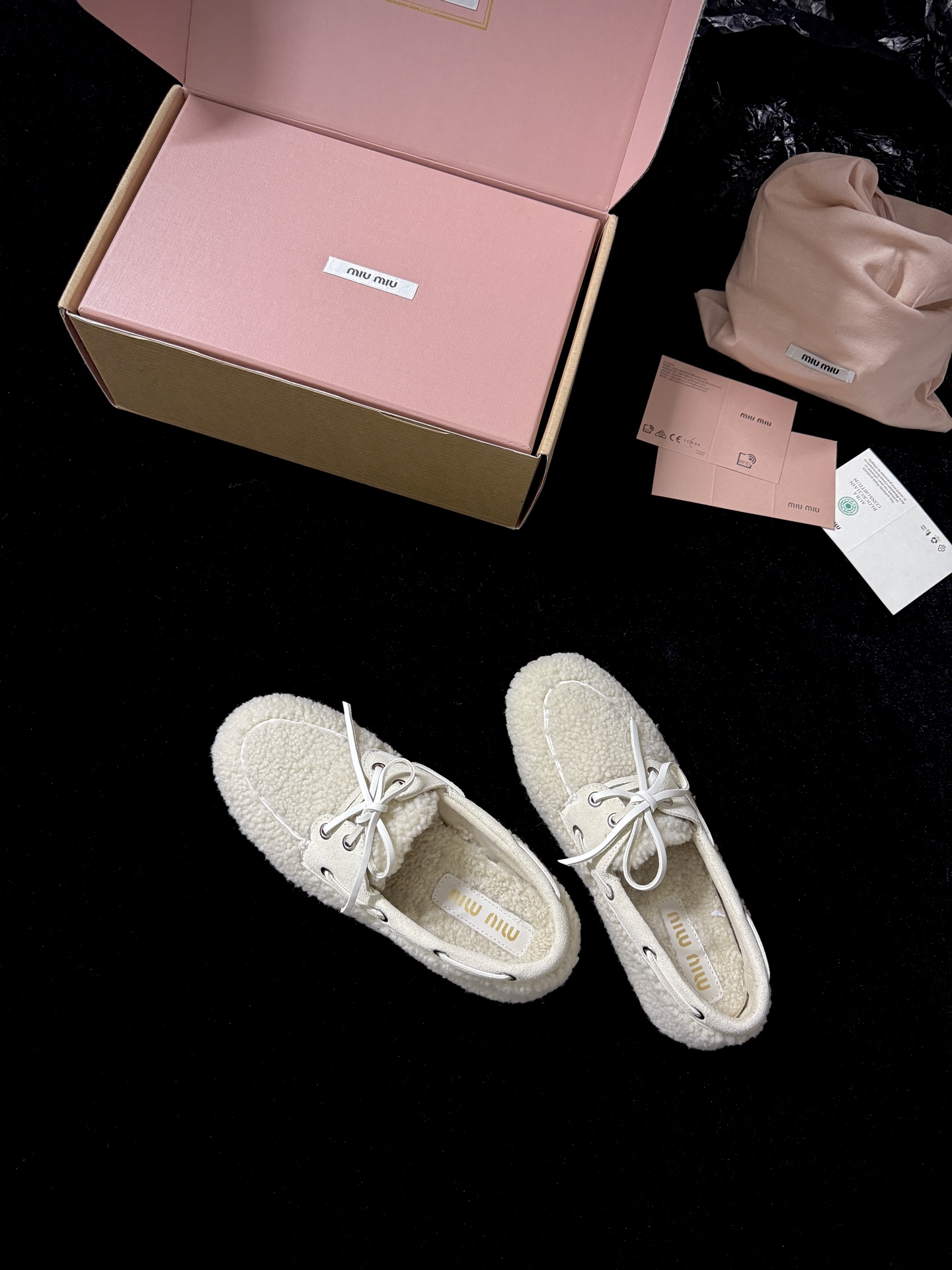 Miu Miu Wool Lace-Up Loafers