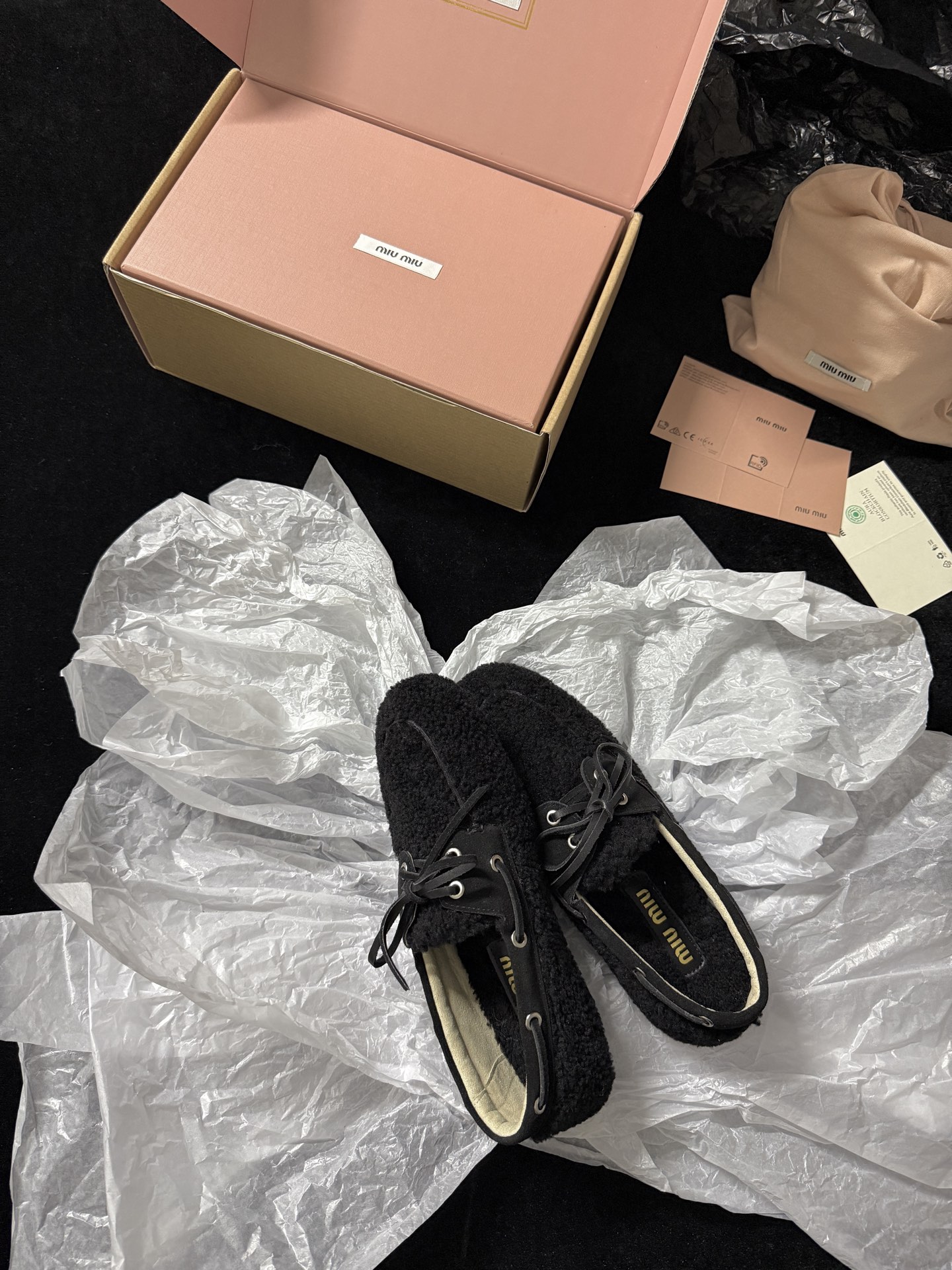 Miu Miu Wool Lace-Up Loafers