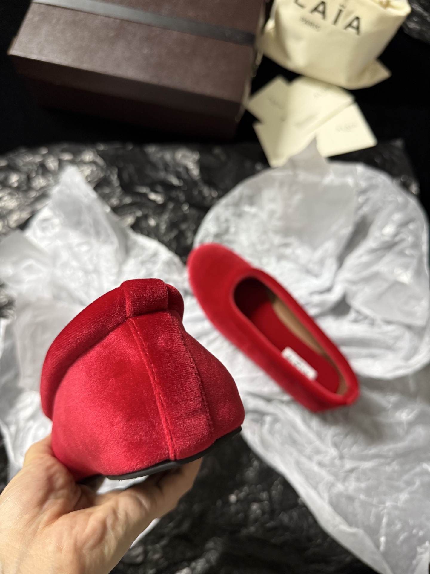 ALAIA Velvet Ballet Flats