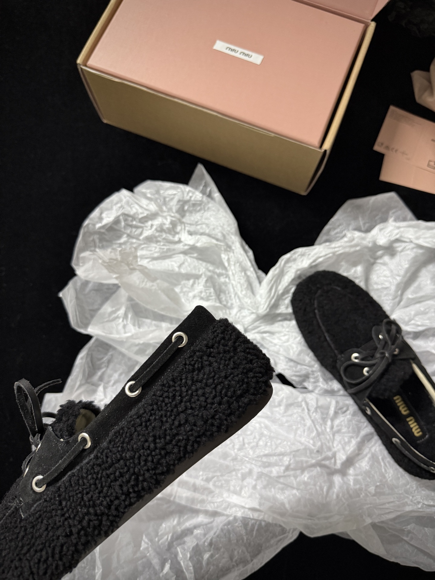 Miu Miu Wool Lace-Up Loafers