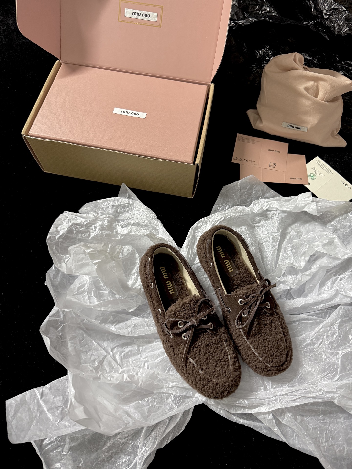 Miu Miu Wool Lace-Up Loafers