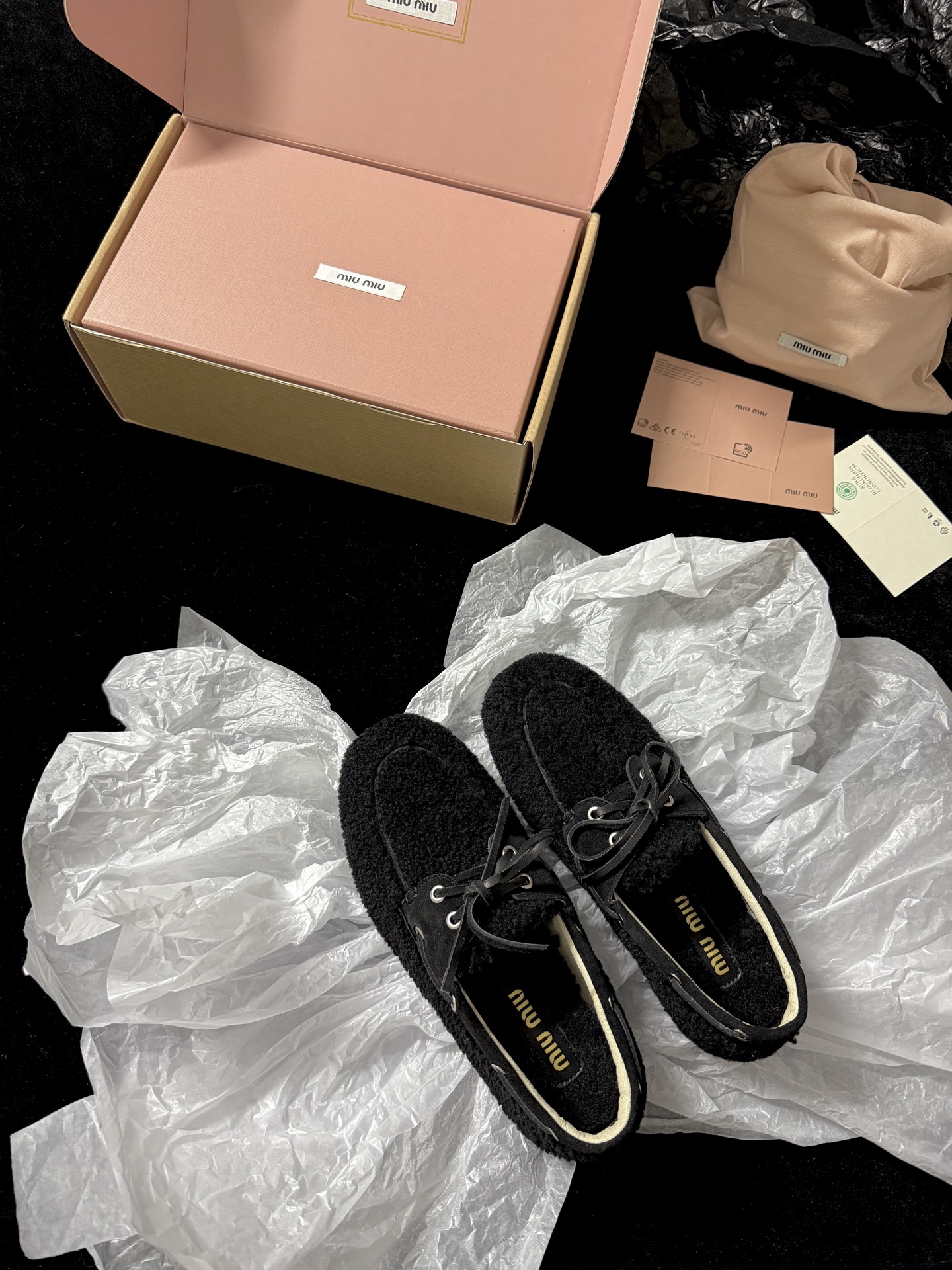 Miu Miu Wool Lace-Up Loafers