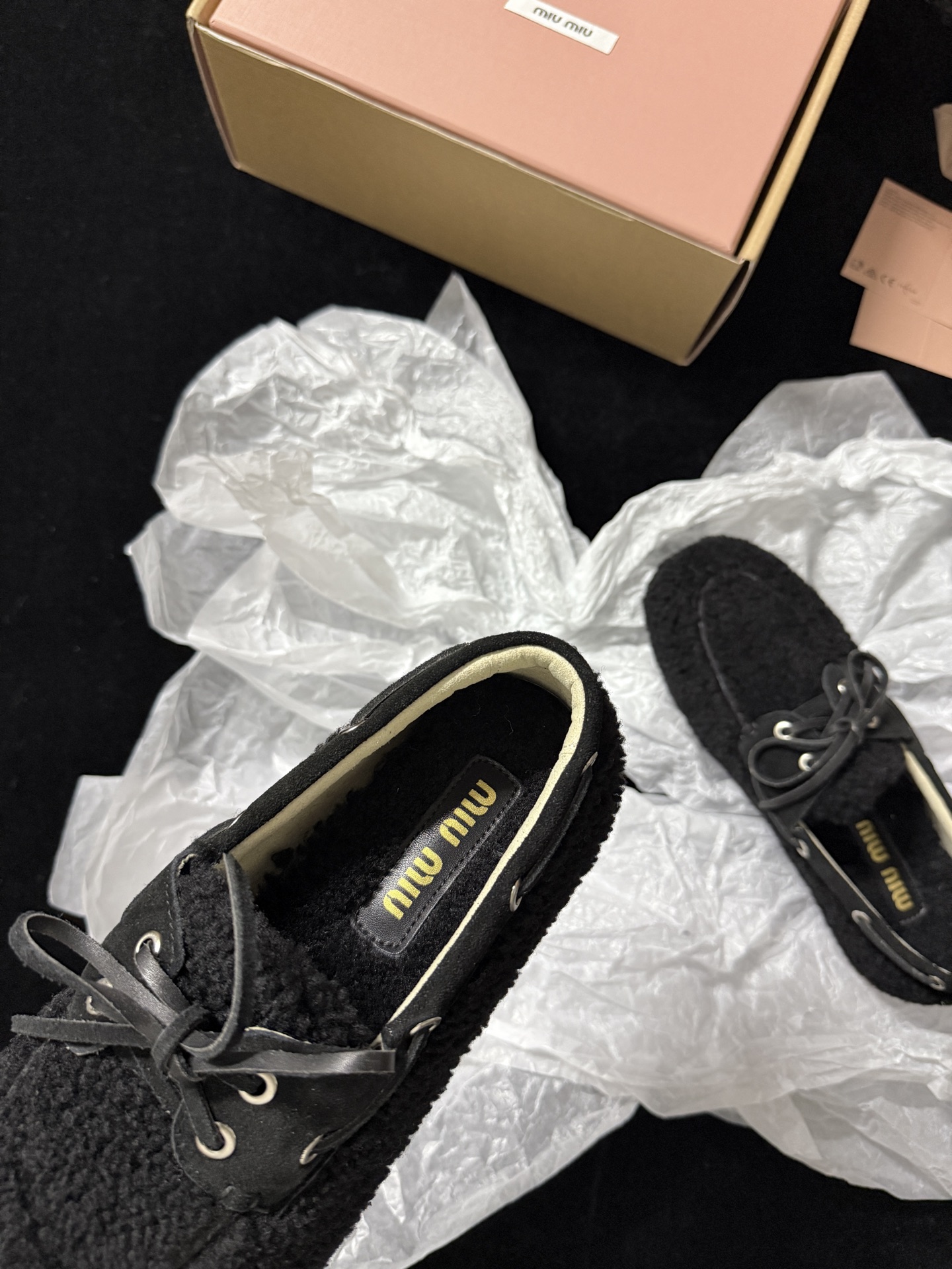 Miu Miu Wool Lace-Up Loafers