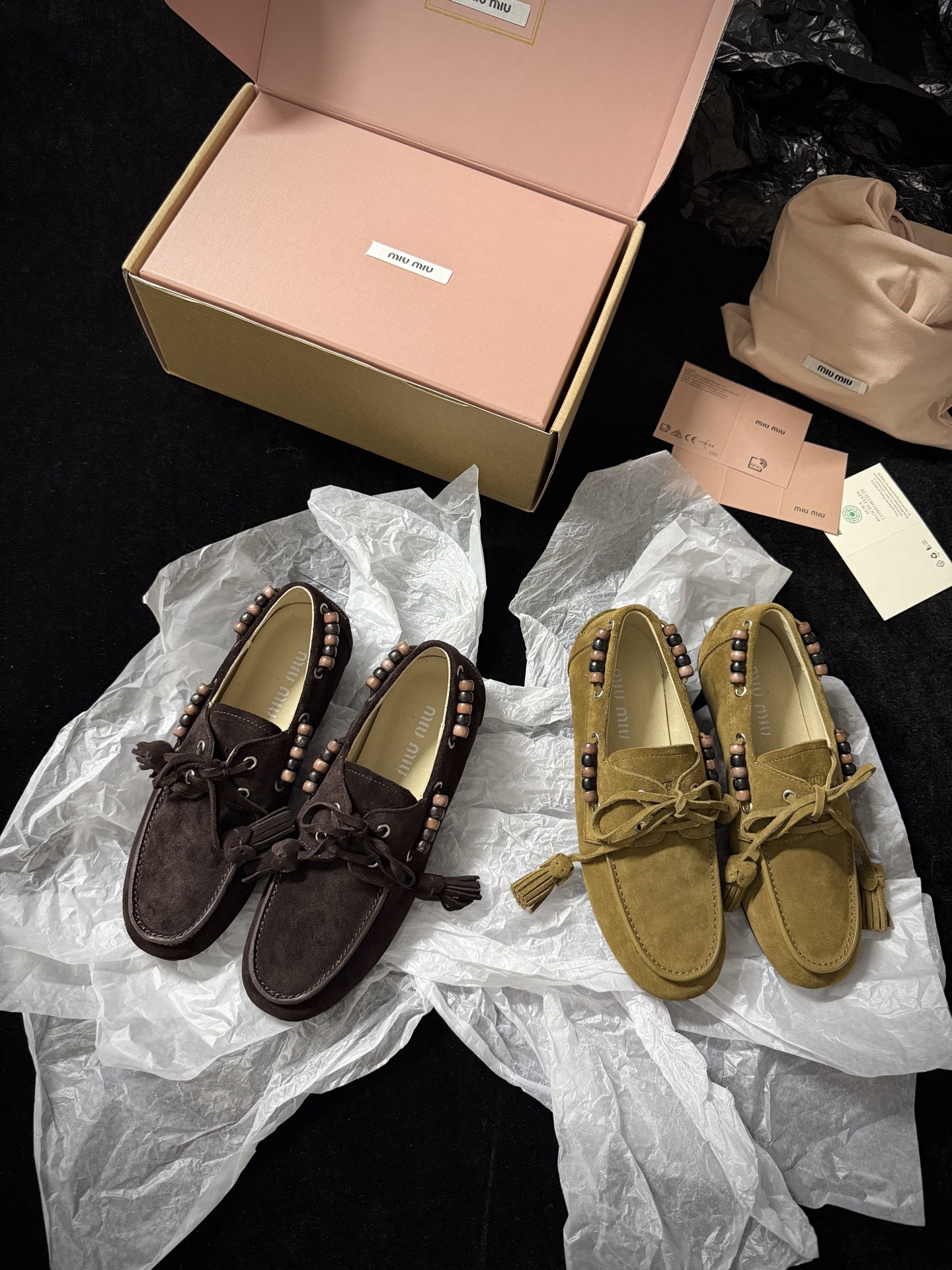 Miu Miu Beaded Tassel Loafers