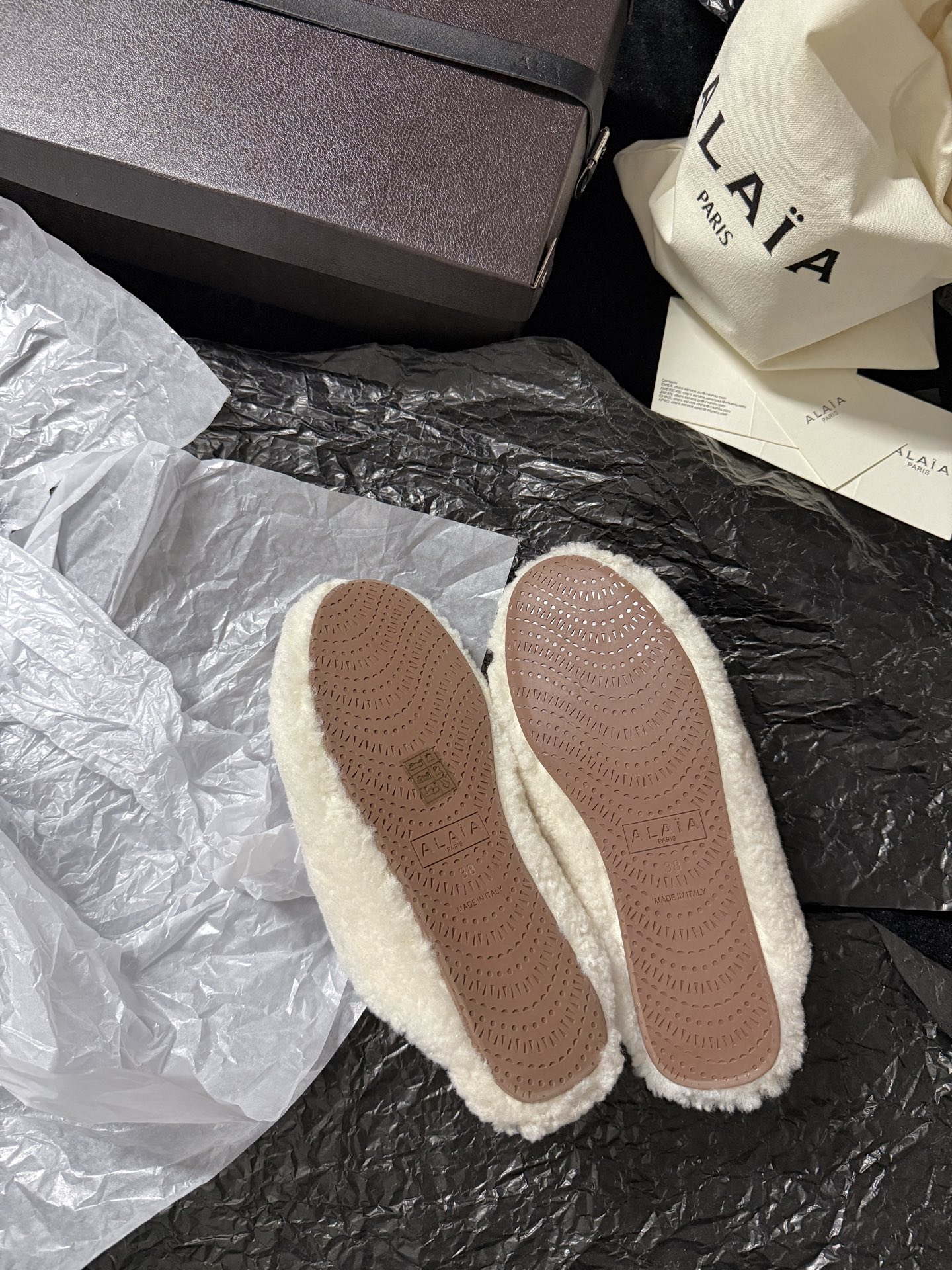 ALAIA Plush Mule Slippers