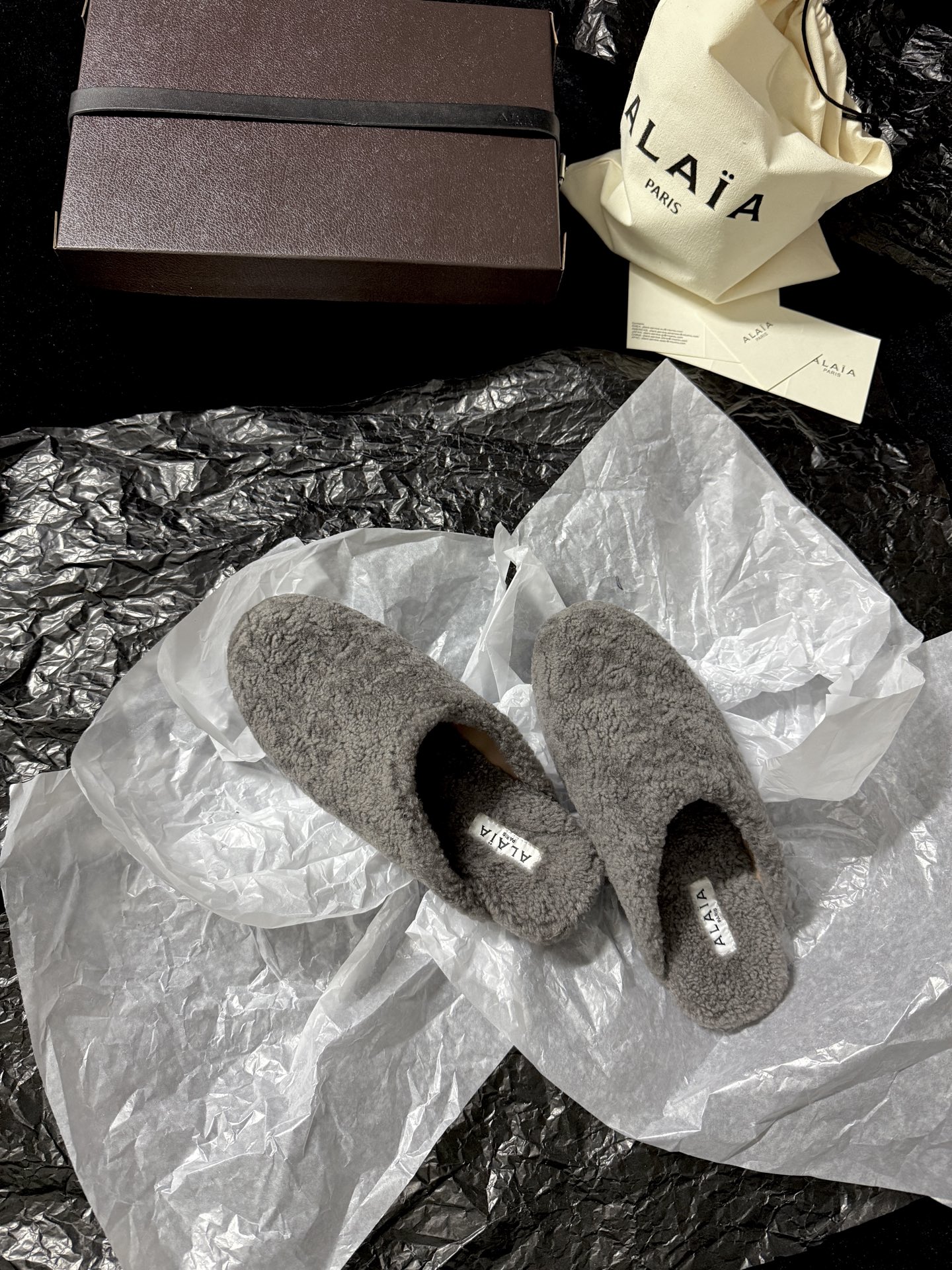 ALAIA Plush Mule Slippers