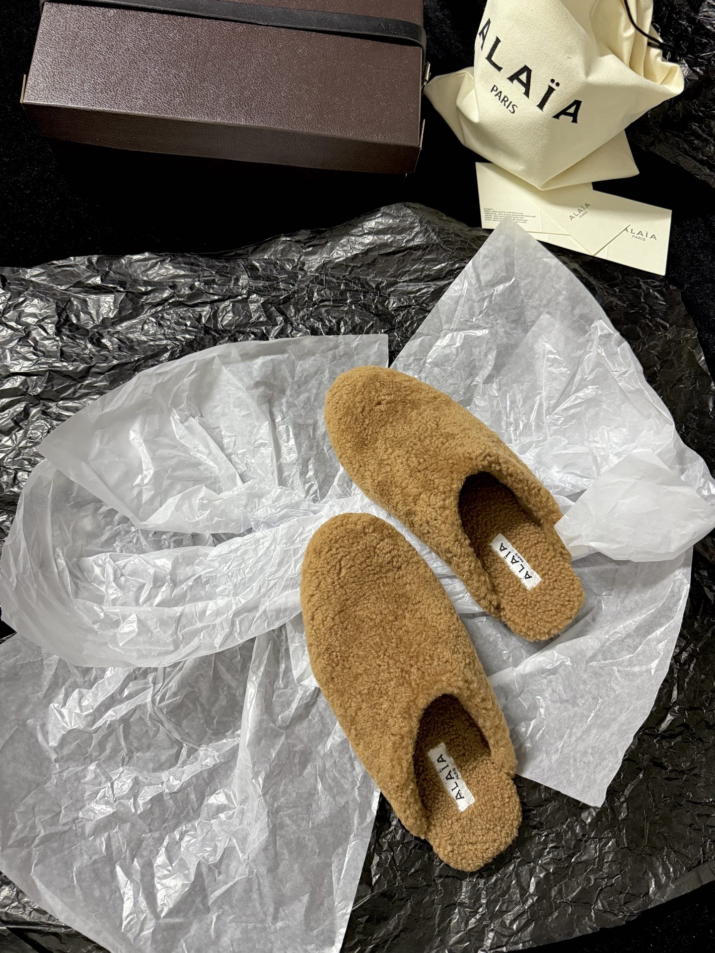 ALAIA Plush Mule Slippers