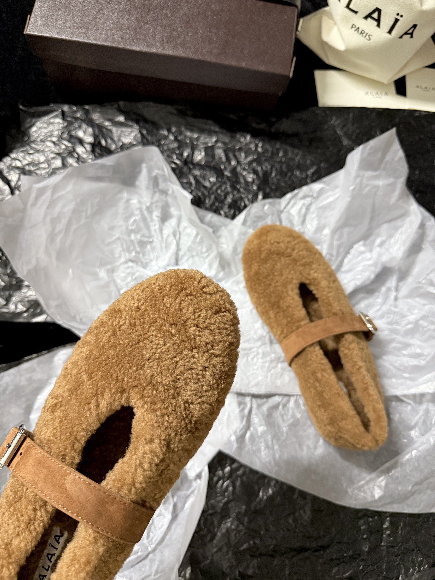 ALAIA Plush strap shoes