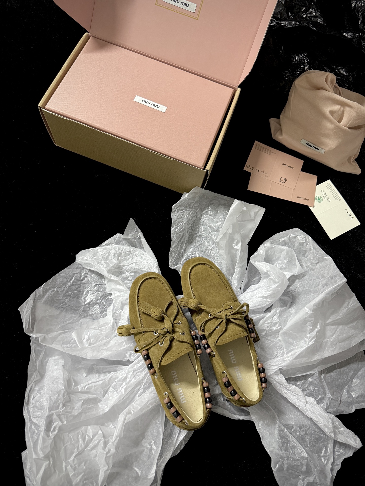 Miu Miu Beaded Tassel Loafers