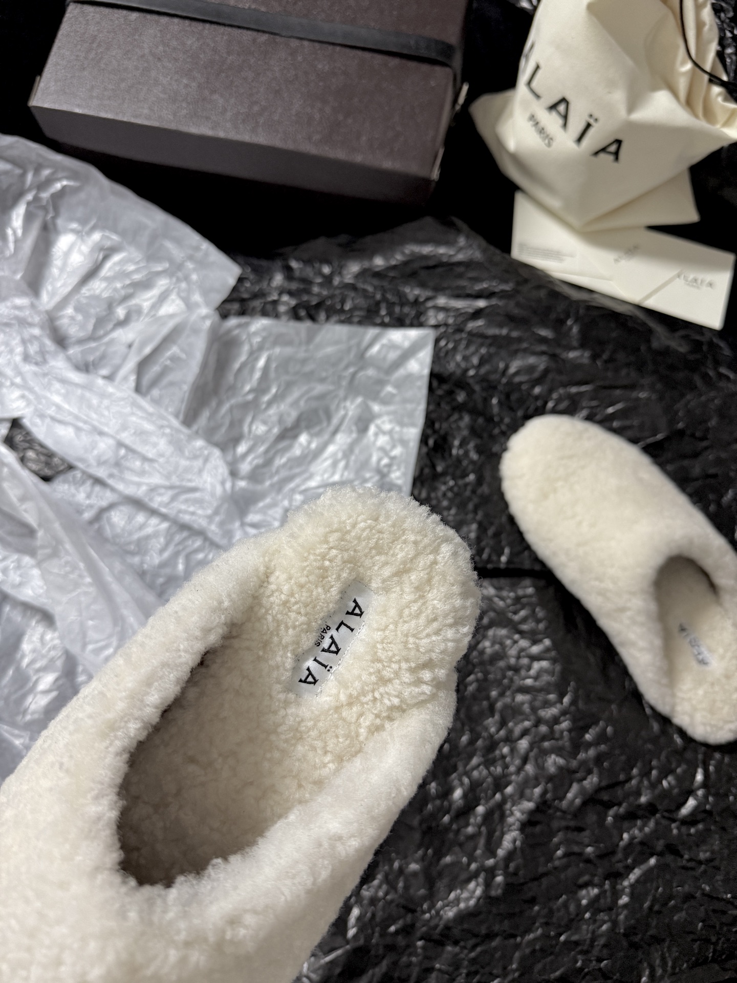 ALAIA Plush Mule Slippers