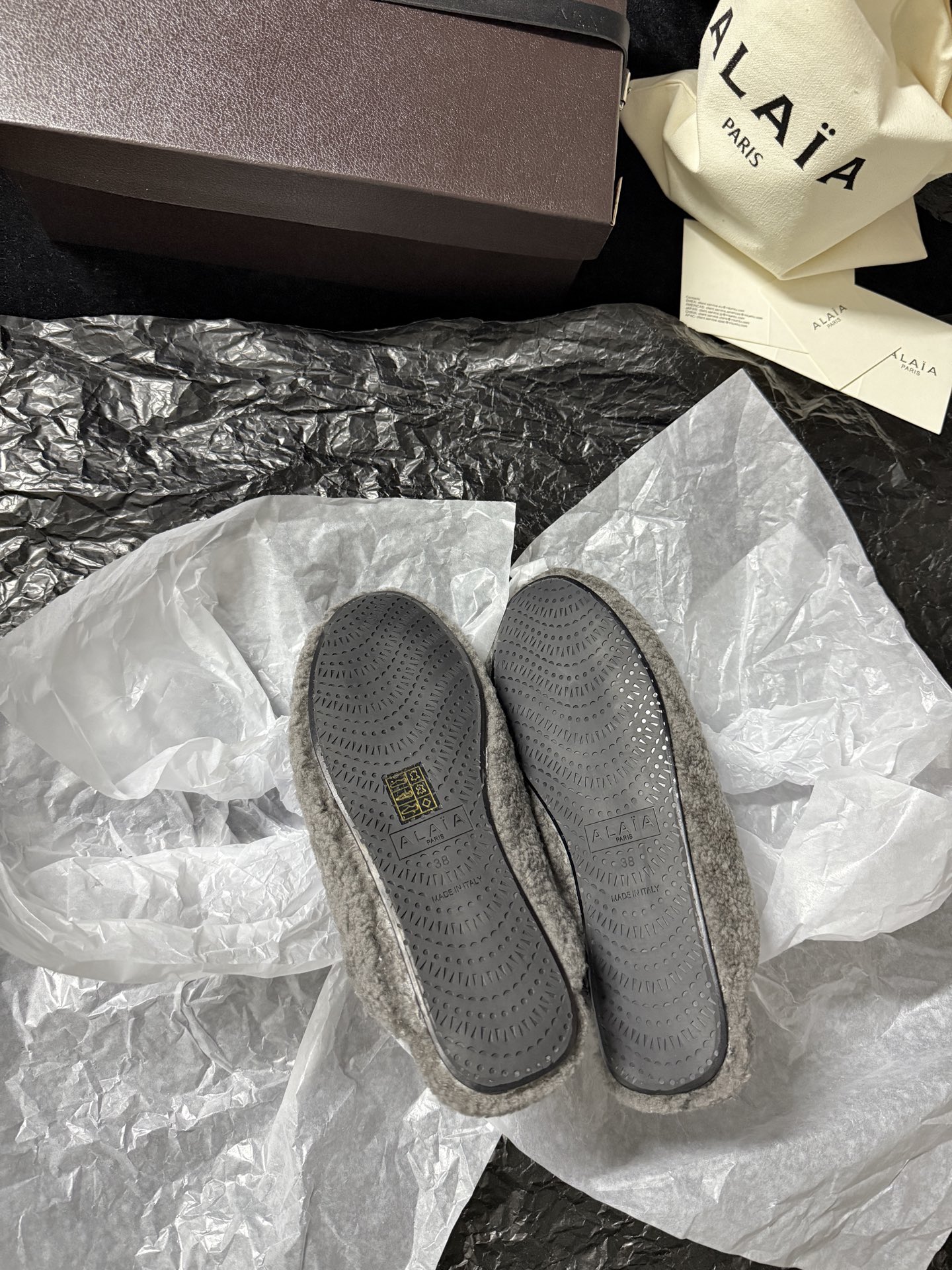 ALAIA Plush Mule Slippers