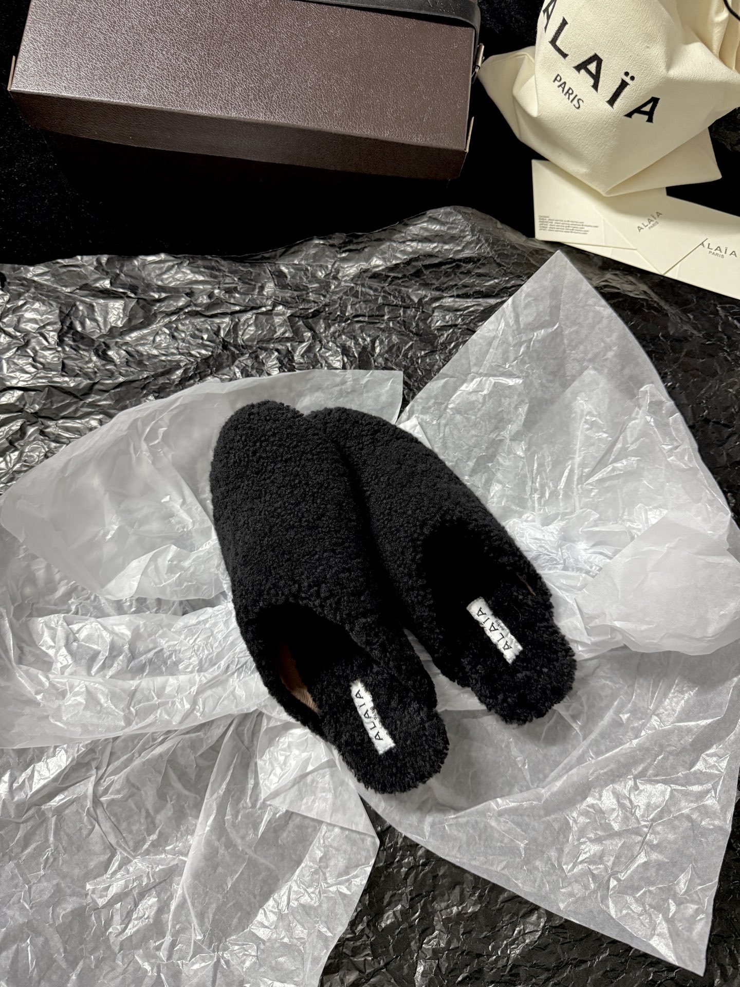 ALAIA Plush Mule Slippers