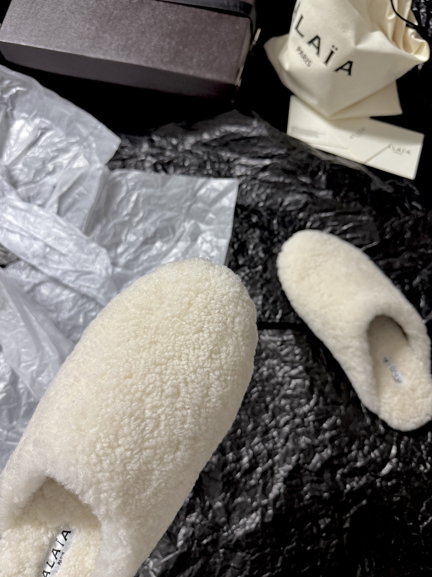 ALAIA Plush Mule Slippers