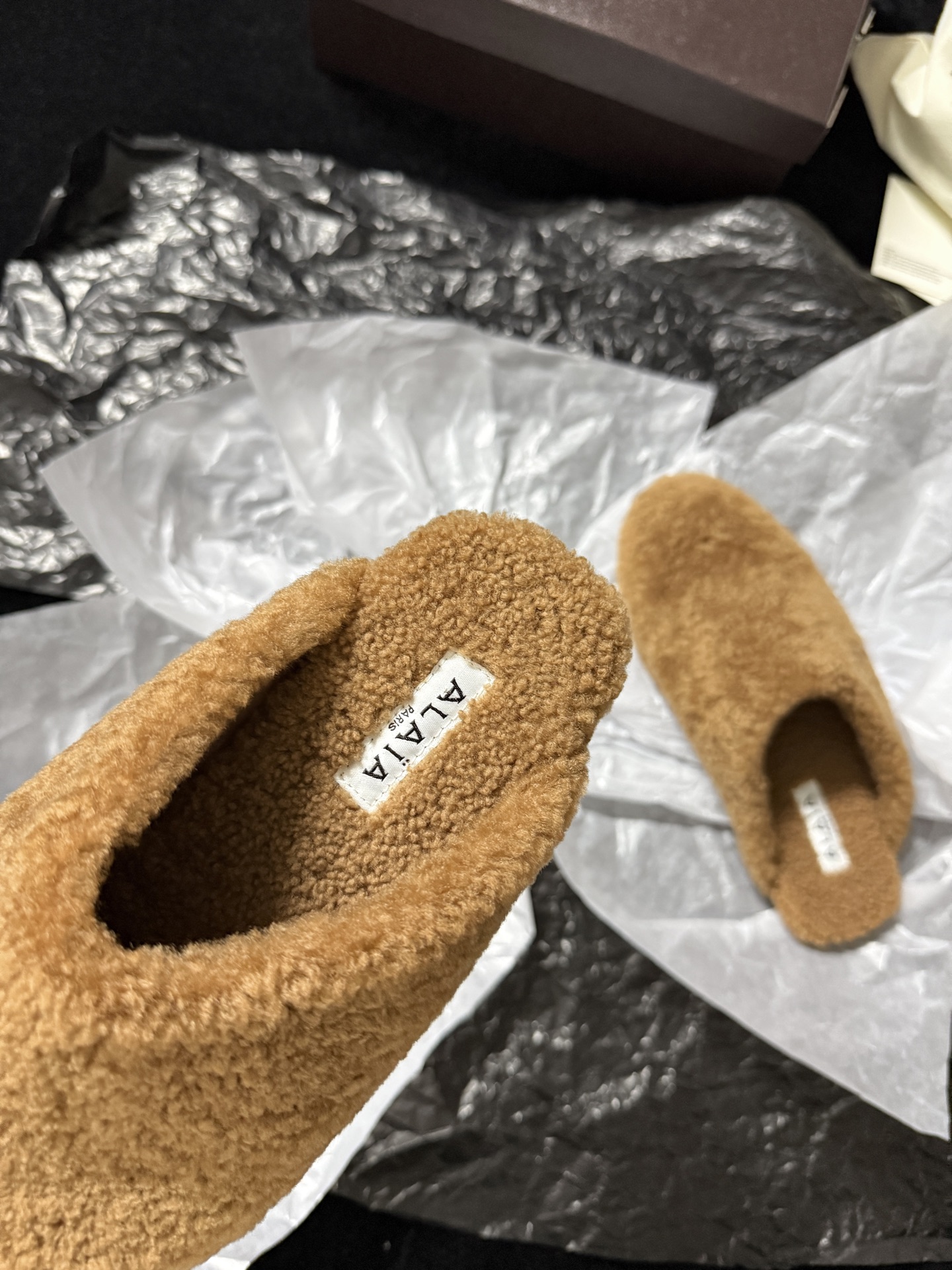 ALAIA Plush Mule Slippers