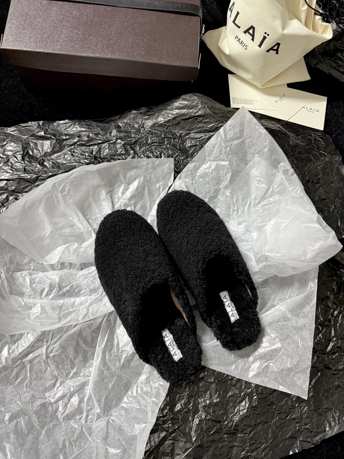 ALAIA Plush Mule Slippers
