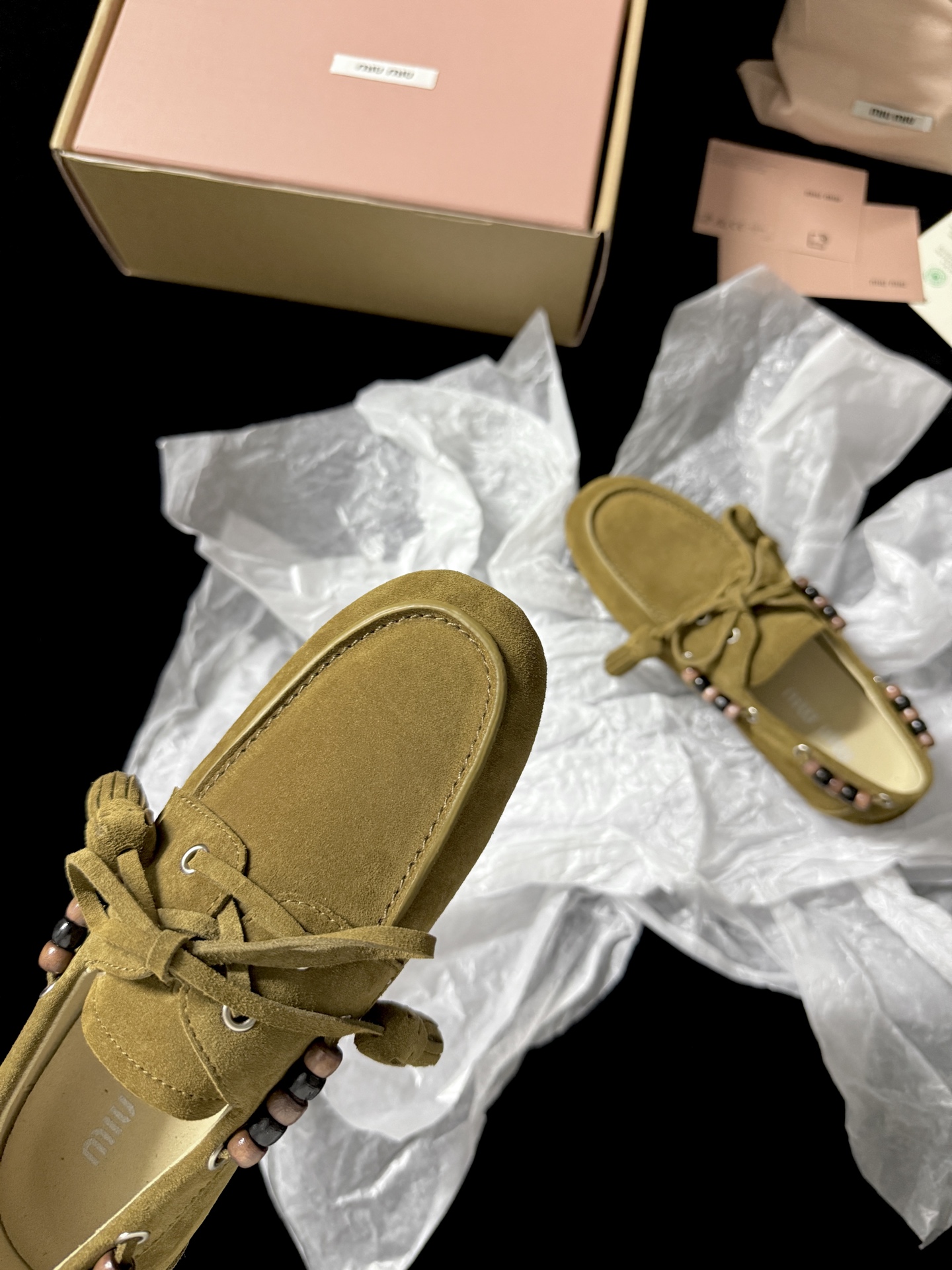 Miu Miu Beaded Tassel Loafers