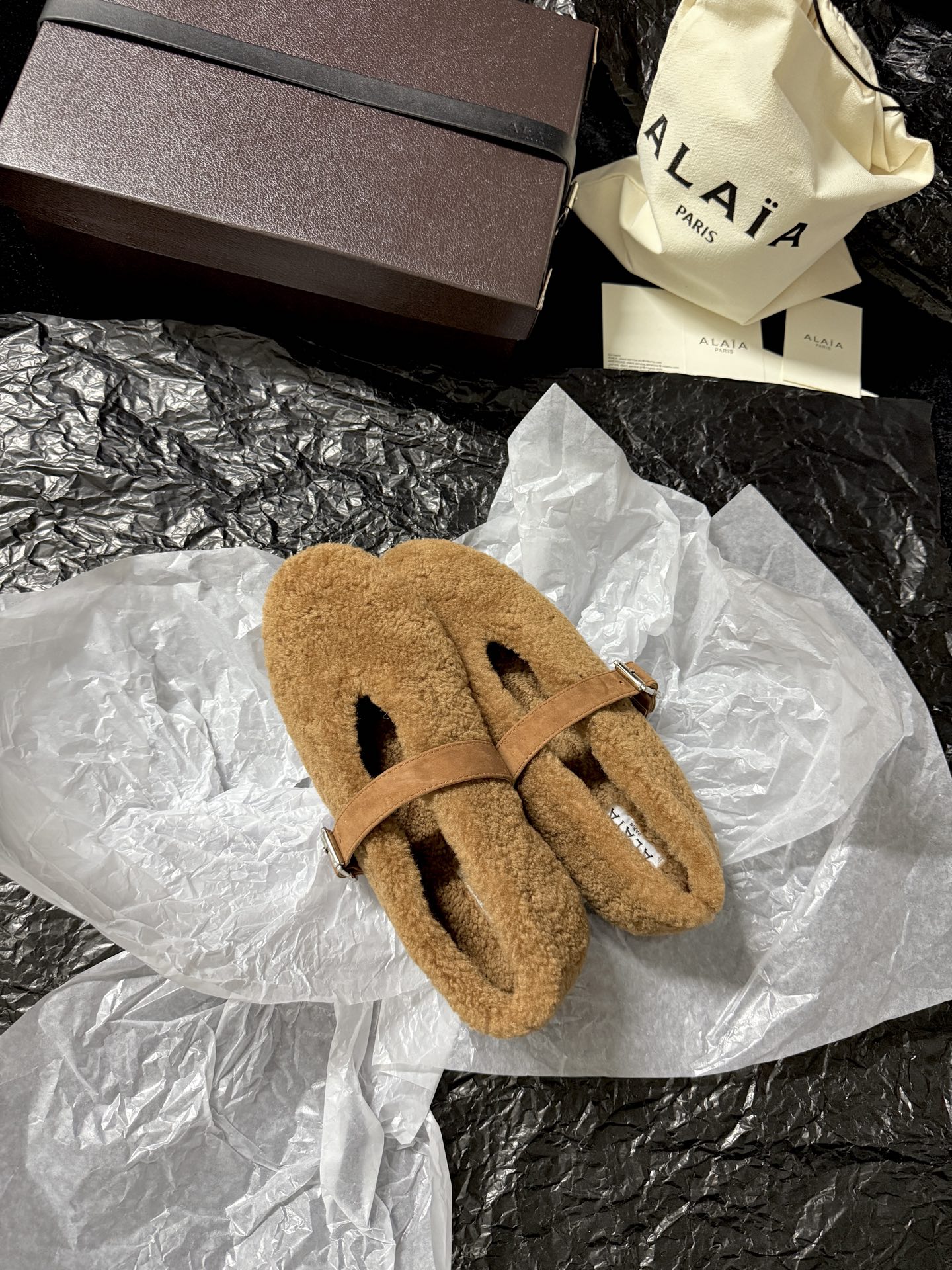 ALAIA Plush strap shoes