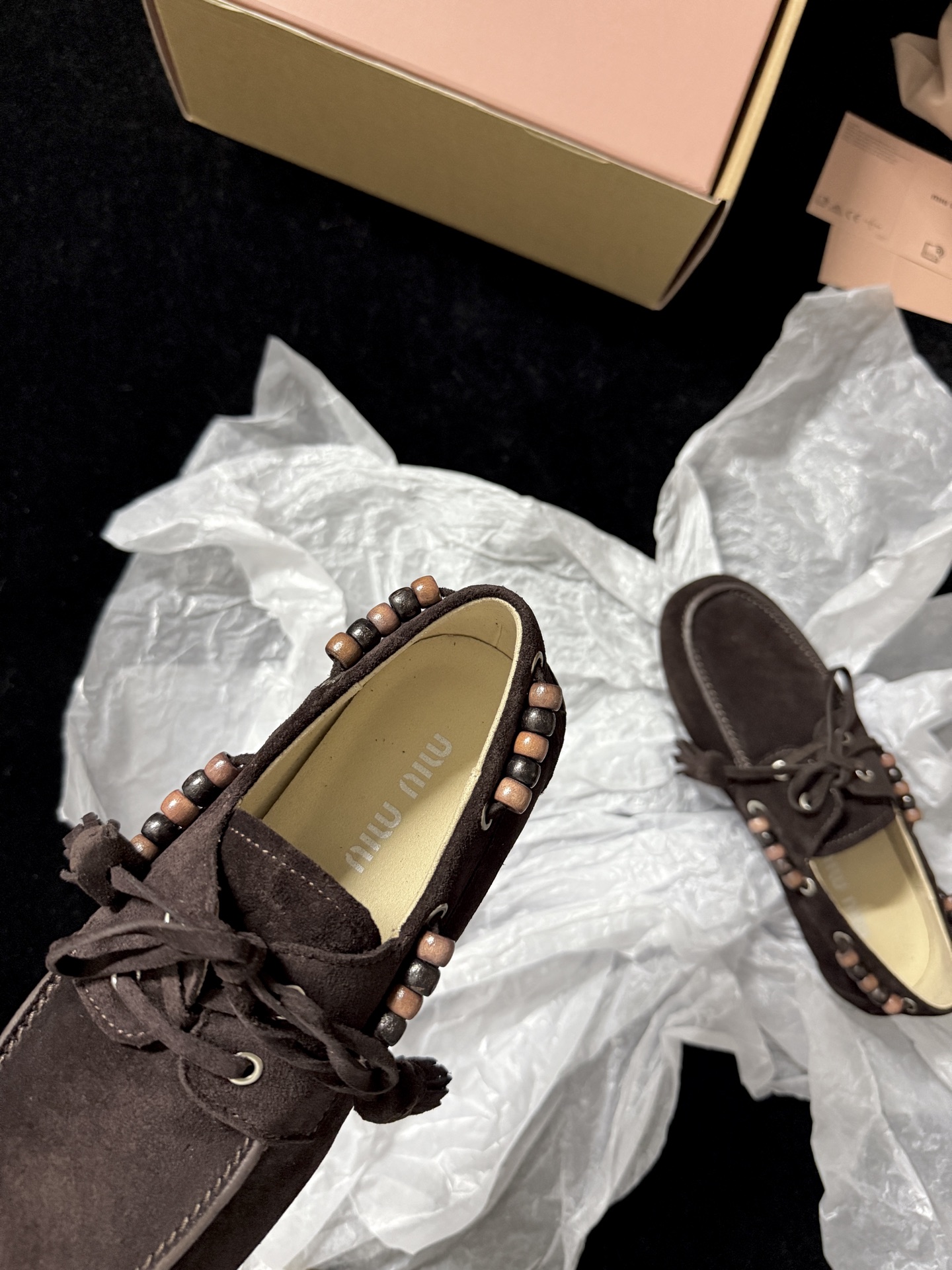 Miu Miu Beaded Tassel Loafers