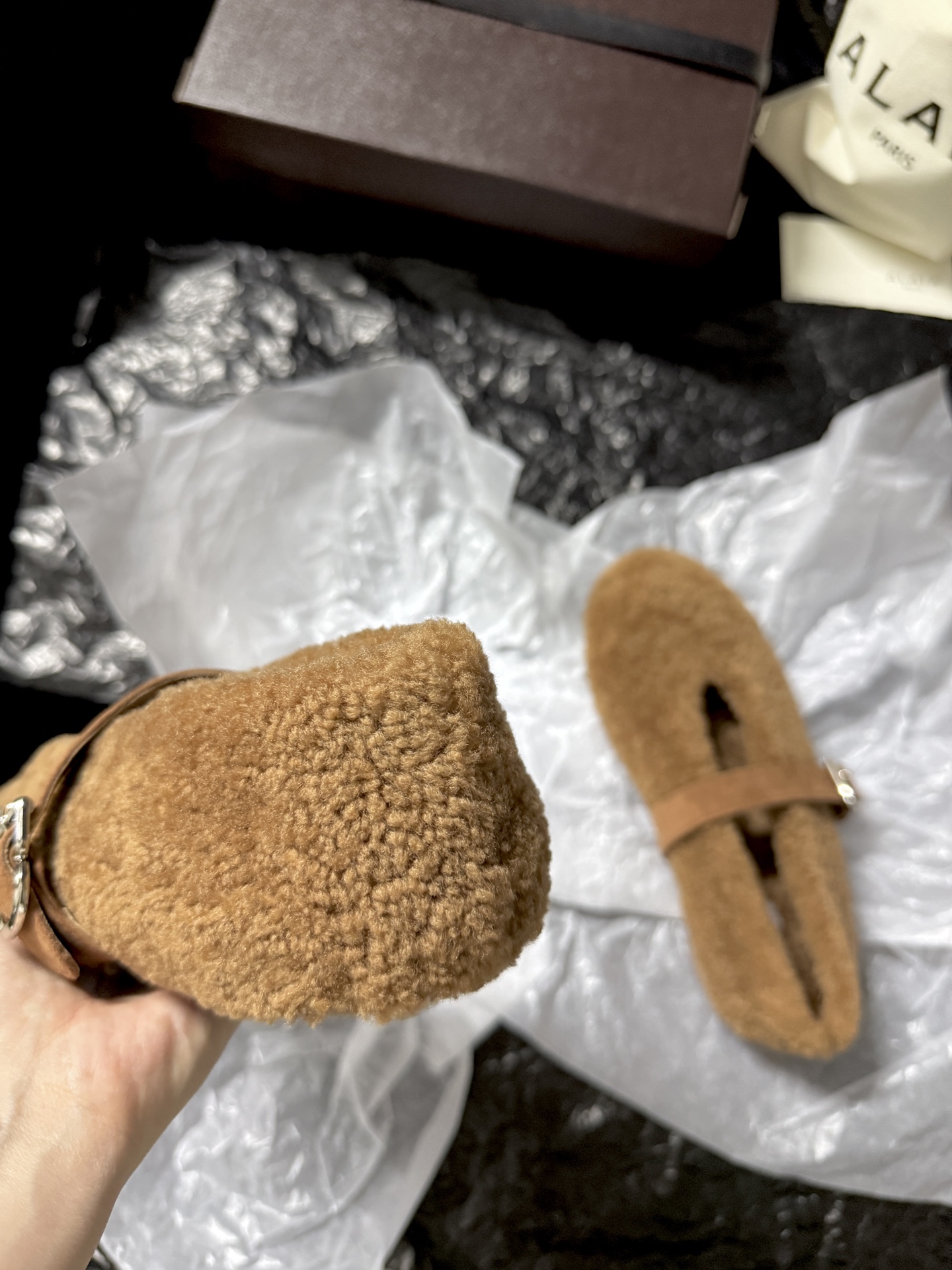 ALAIA Plush strap shoes