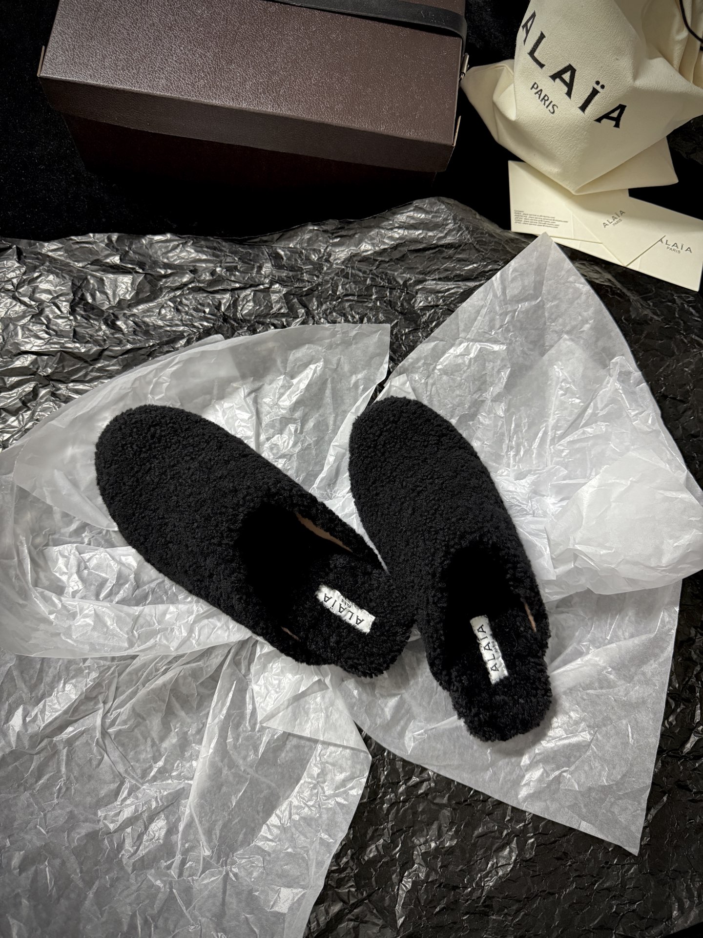 ALAIA Plush Mule Slippers